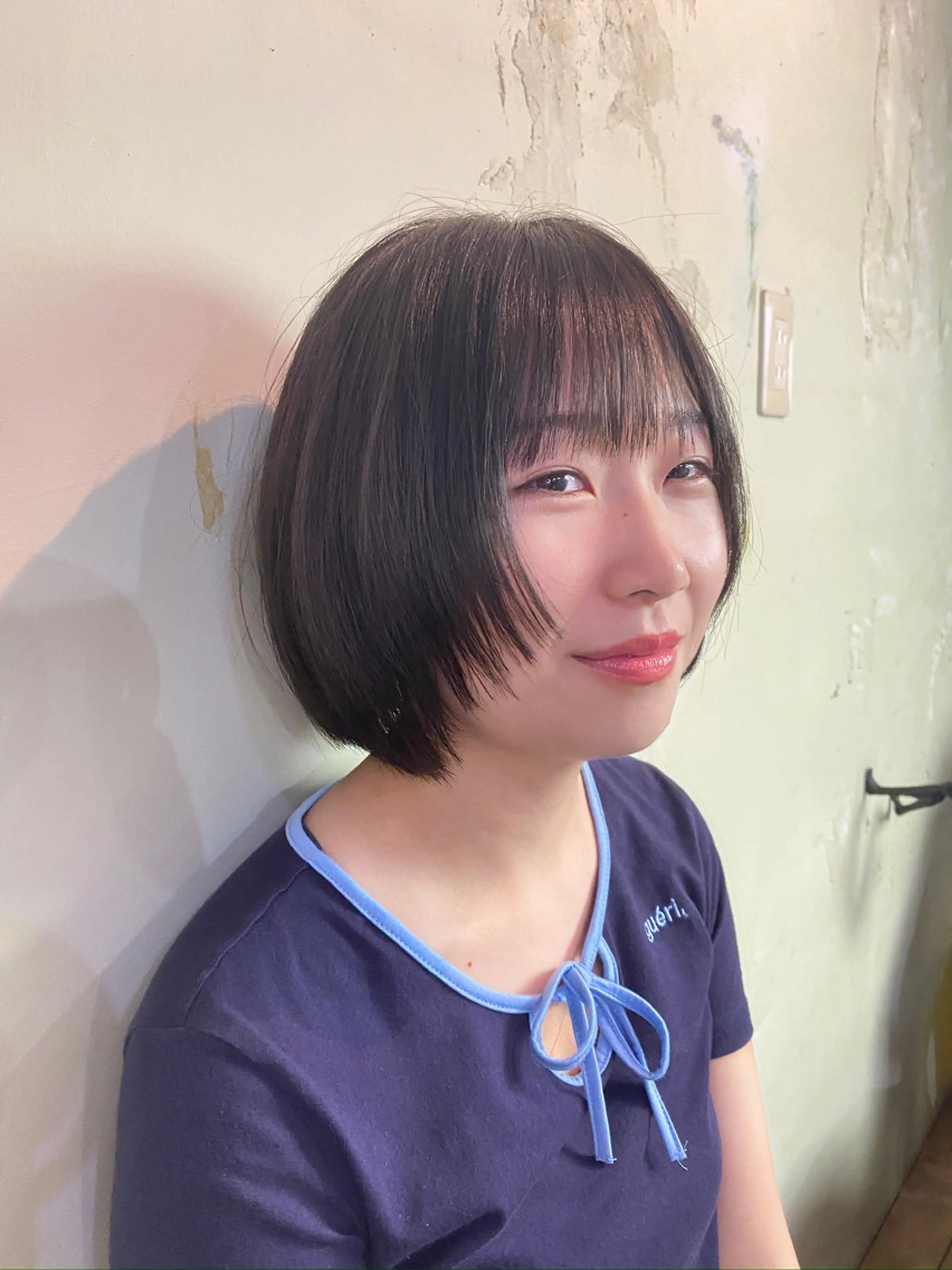 ショート カラー ボブ 顔まわりレイヤー レイヤーカット カット ヘアカラー トリートメント 【韓国レイヤー特化 ハッシュカット】のヘアスタイル