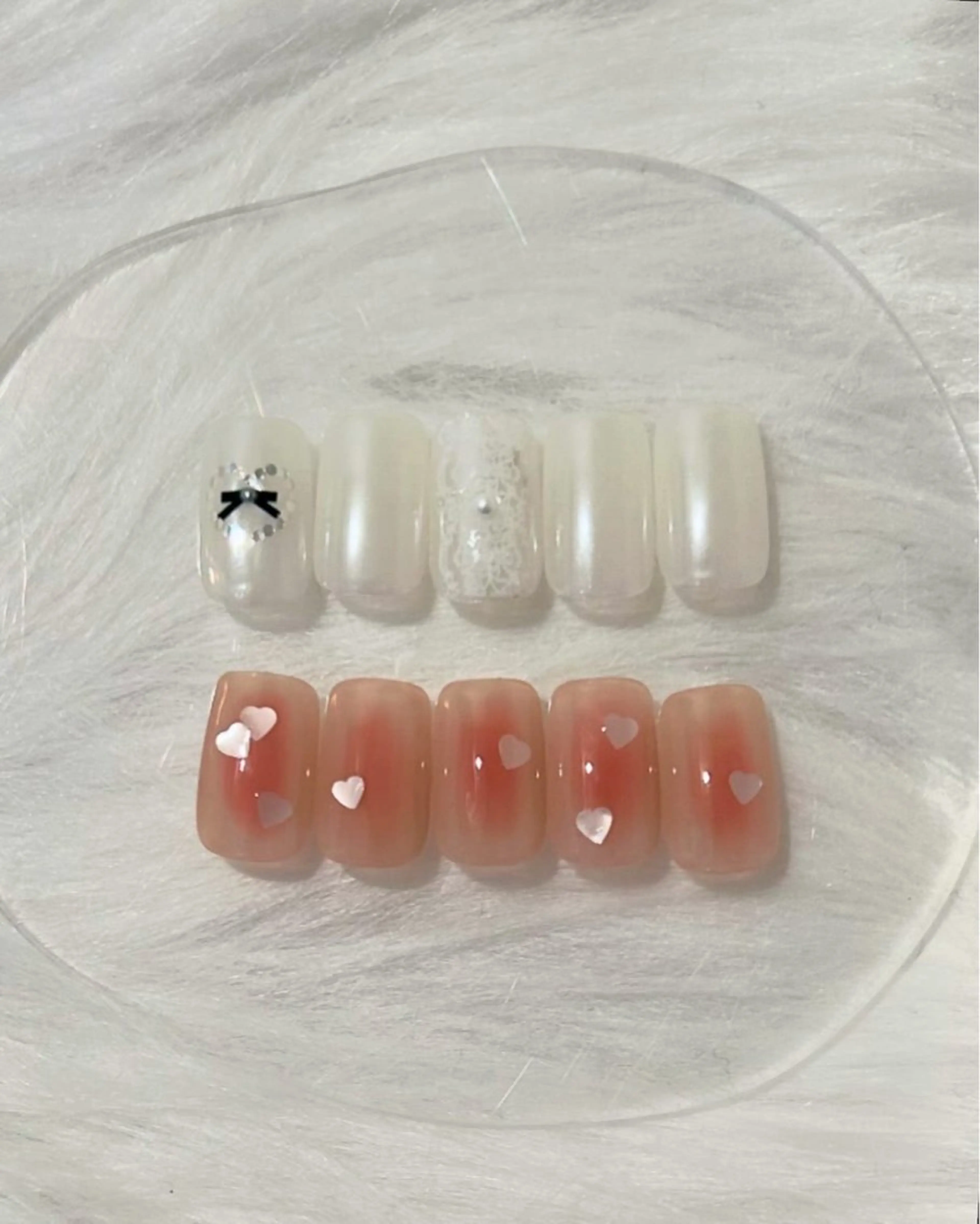ネイル チークネイル フレンチネイル ガーリー ハート 韓国ネイル ハンドネイル ハンドケア lylynail YUUKAのネイルデザイン