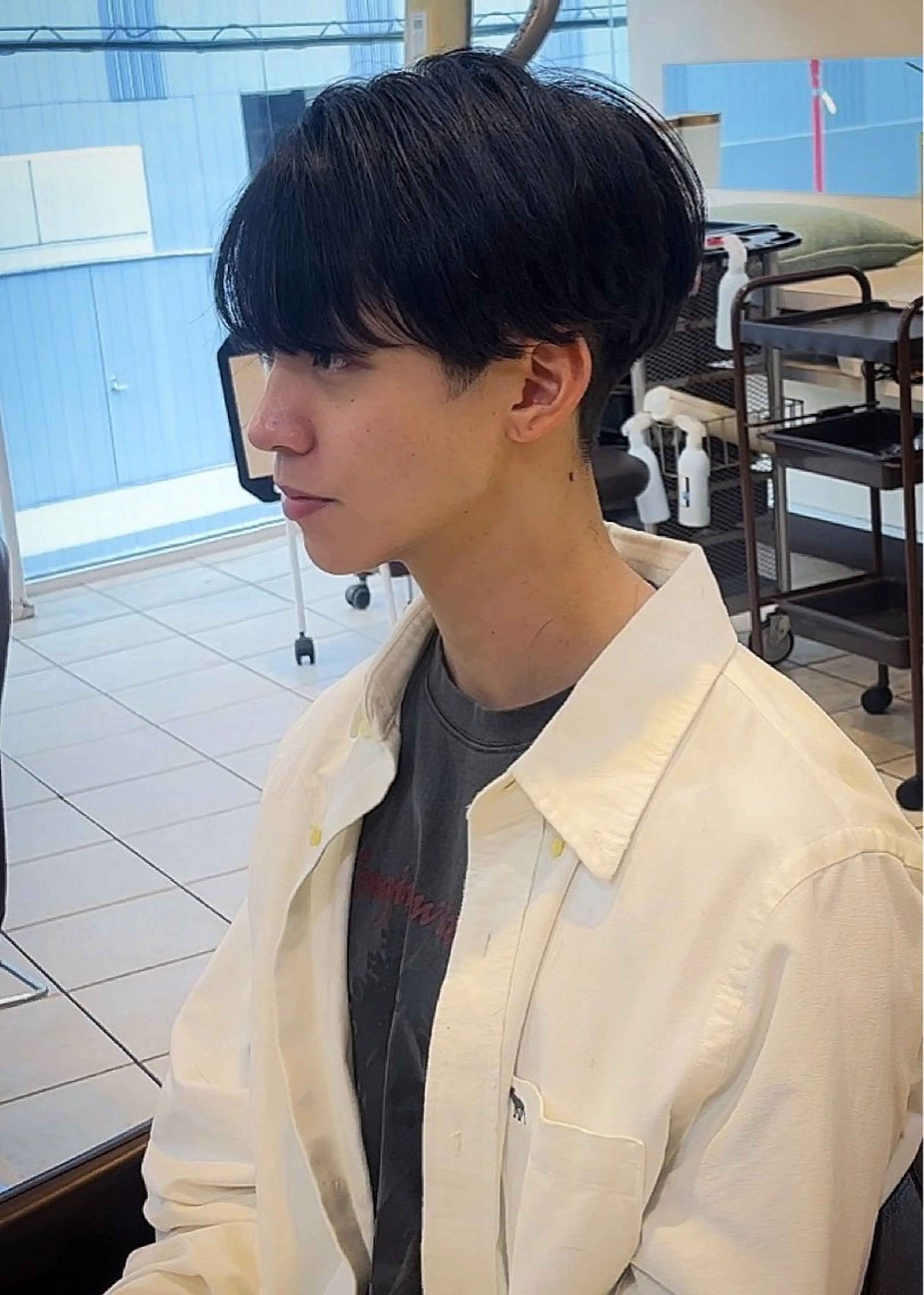 ショート メンズ マッシュ メンズパーマ シースルーマッシュ シースルーバング カット パーマ masahiro 波巻きシャドウパーマのヘアスタイル