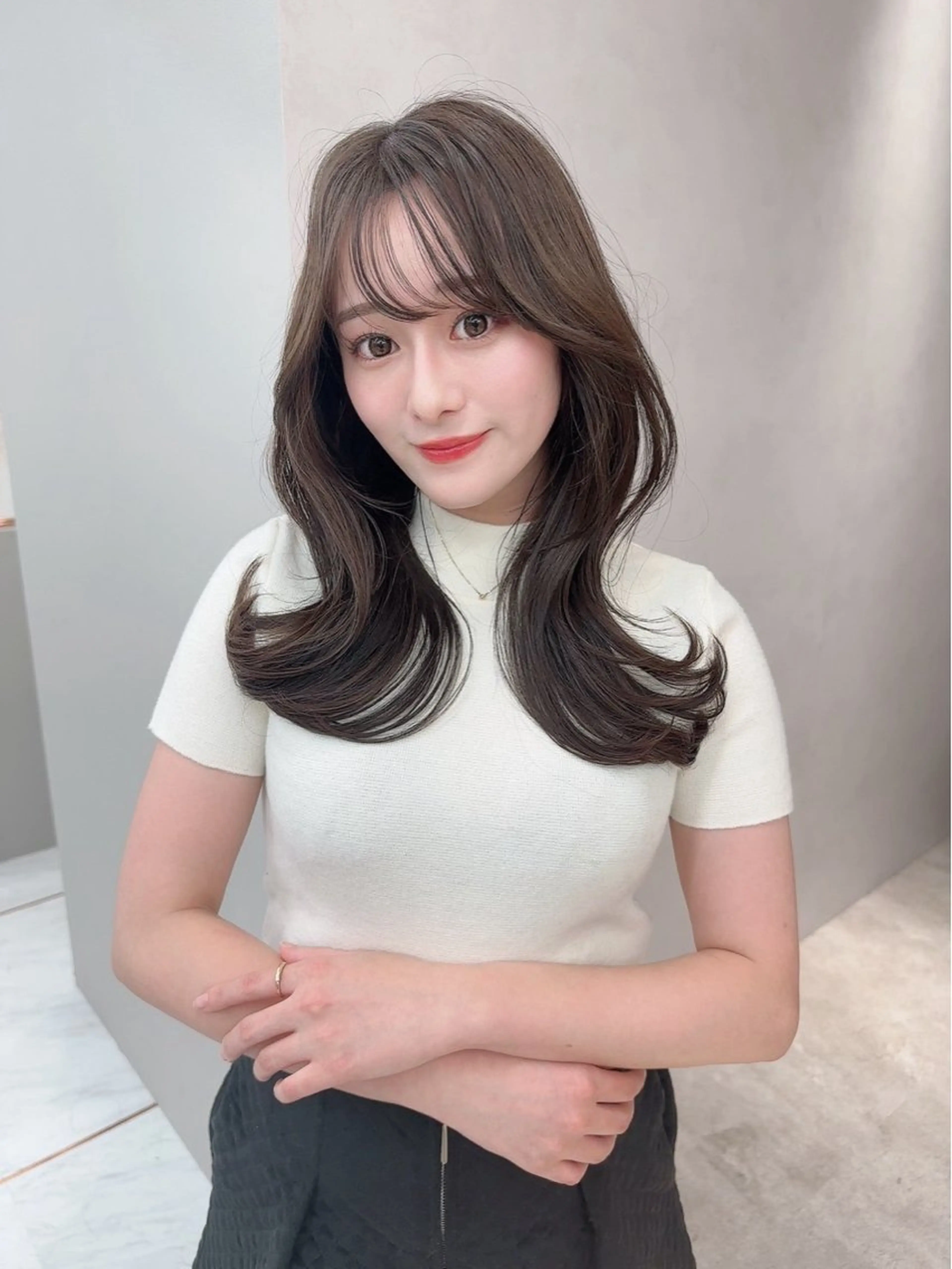 ミディアム カット ヘアカラー トリートメント レイヤー/縮毛矯正 髪質改善/e_kiのヘアスタイル
