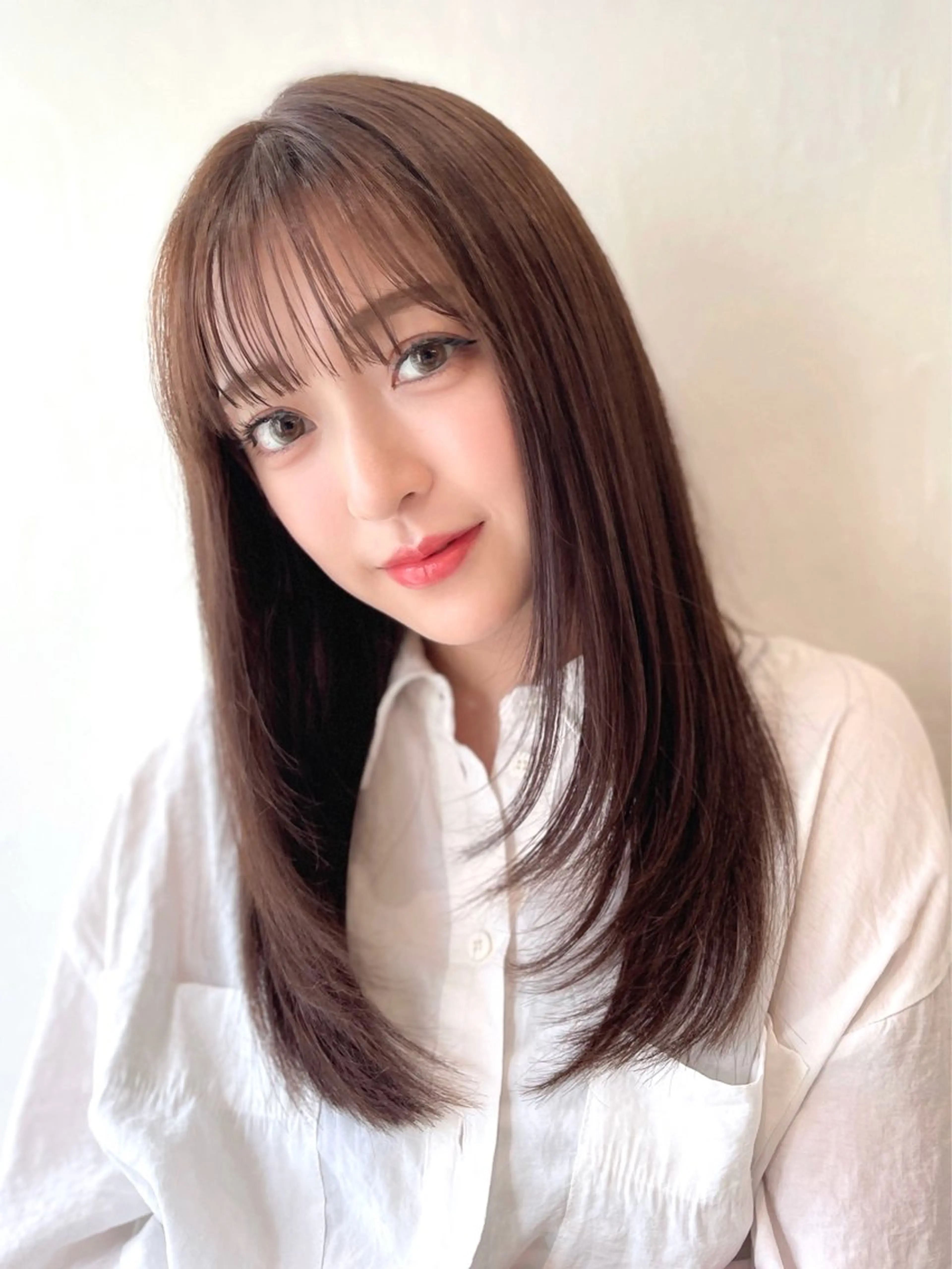 セミロング カラー ブリーチ ブラウンカラー ケアブリーチ 透明感カラー イヤリングカラー カット ヘアカラー トリートメント ヘッドスパ 大人可愛い透明感🌟 小顔・韓国髪🌟野中のヘアスタイル