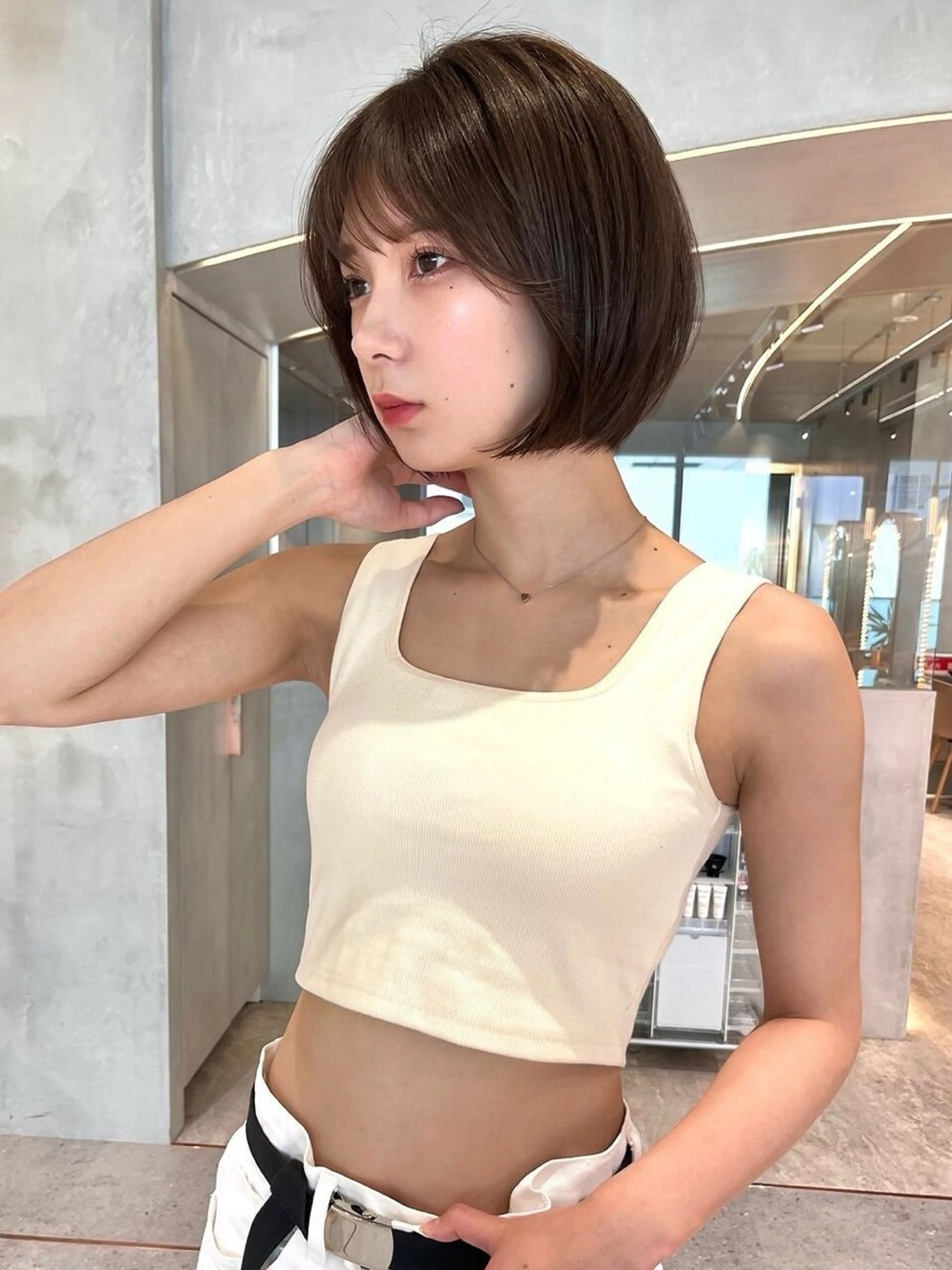 ショート ショートボブ ボブ 顔まわりレイヤー 顔周りカット ハイライト カット トリートメント 新宿/髪質改善/ボブ 韓国レイヤー大重聖斗のヘアスタイル