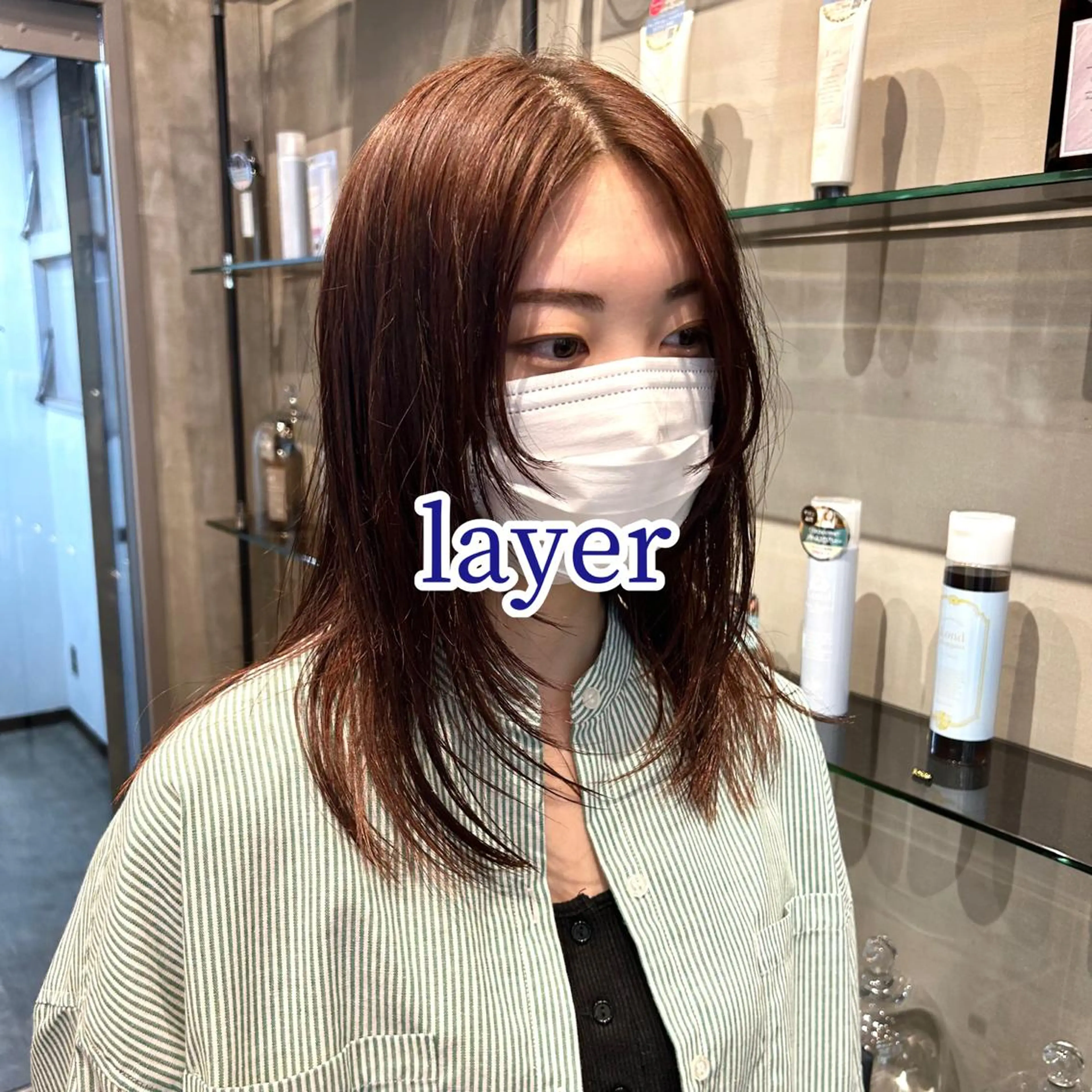 セミロング ショートボブ ボブ ハイライト 髪質改善 韓国風ヘア 縮毛矯正・似合わせ タナカ レイヤのヘアスタイル
