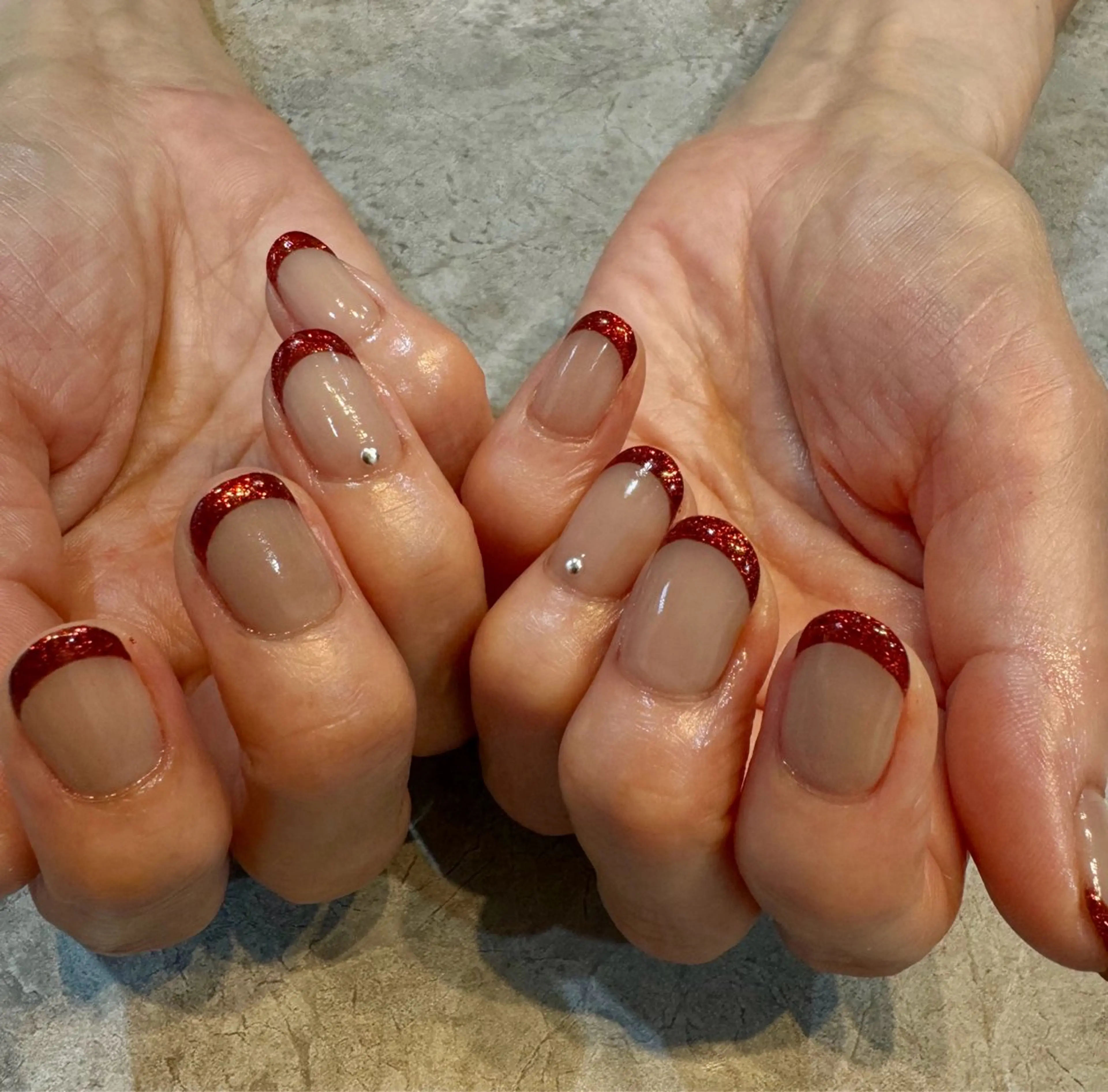 ネイル フレンチネイル ラメ(グリッター) ハンドネイル Blé nailのネイルデザイン