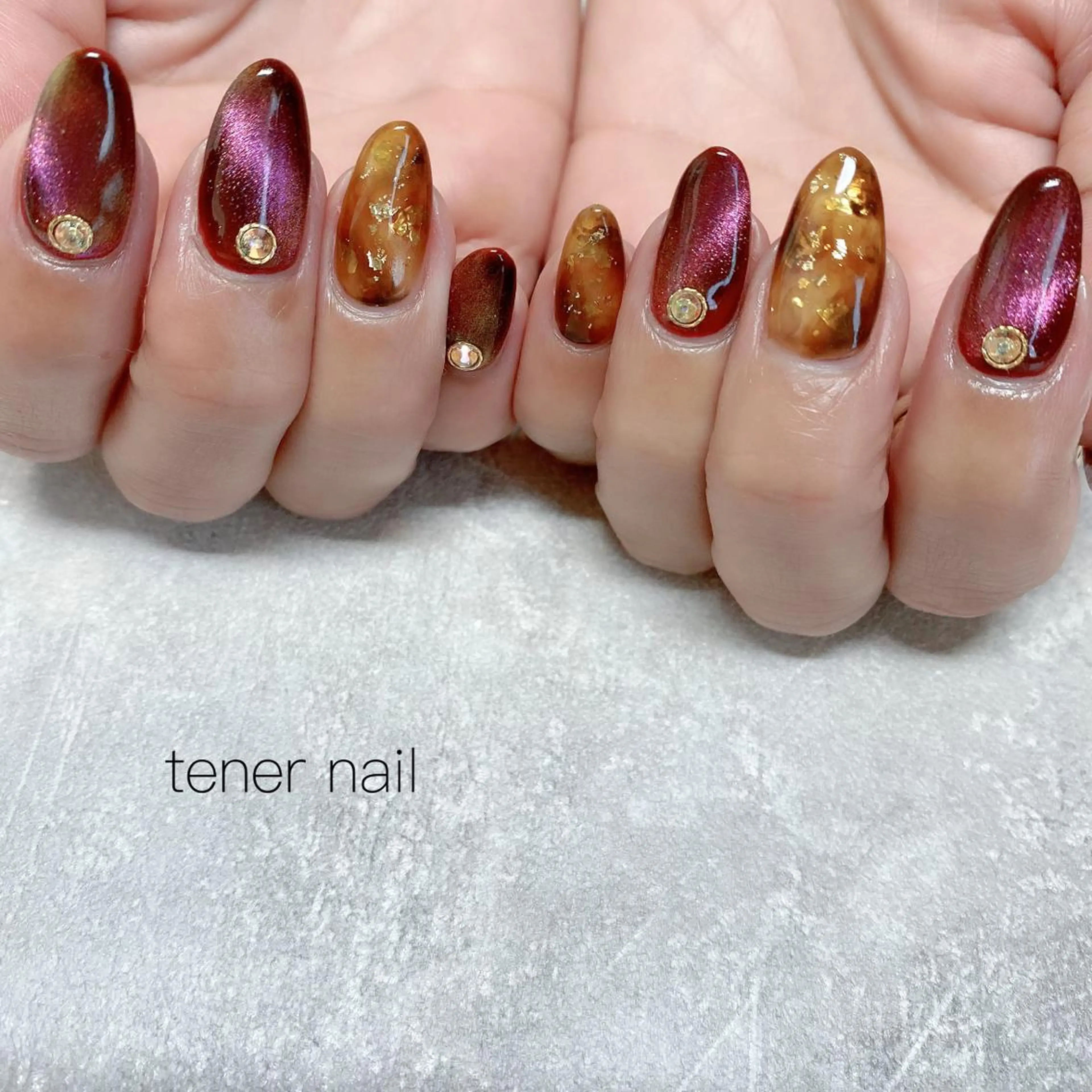 ネイル べっ甲ネイル ストーンネイル テネルネイル tener nailのネイルデザイン