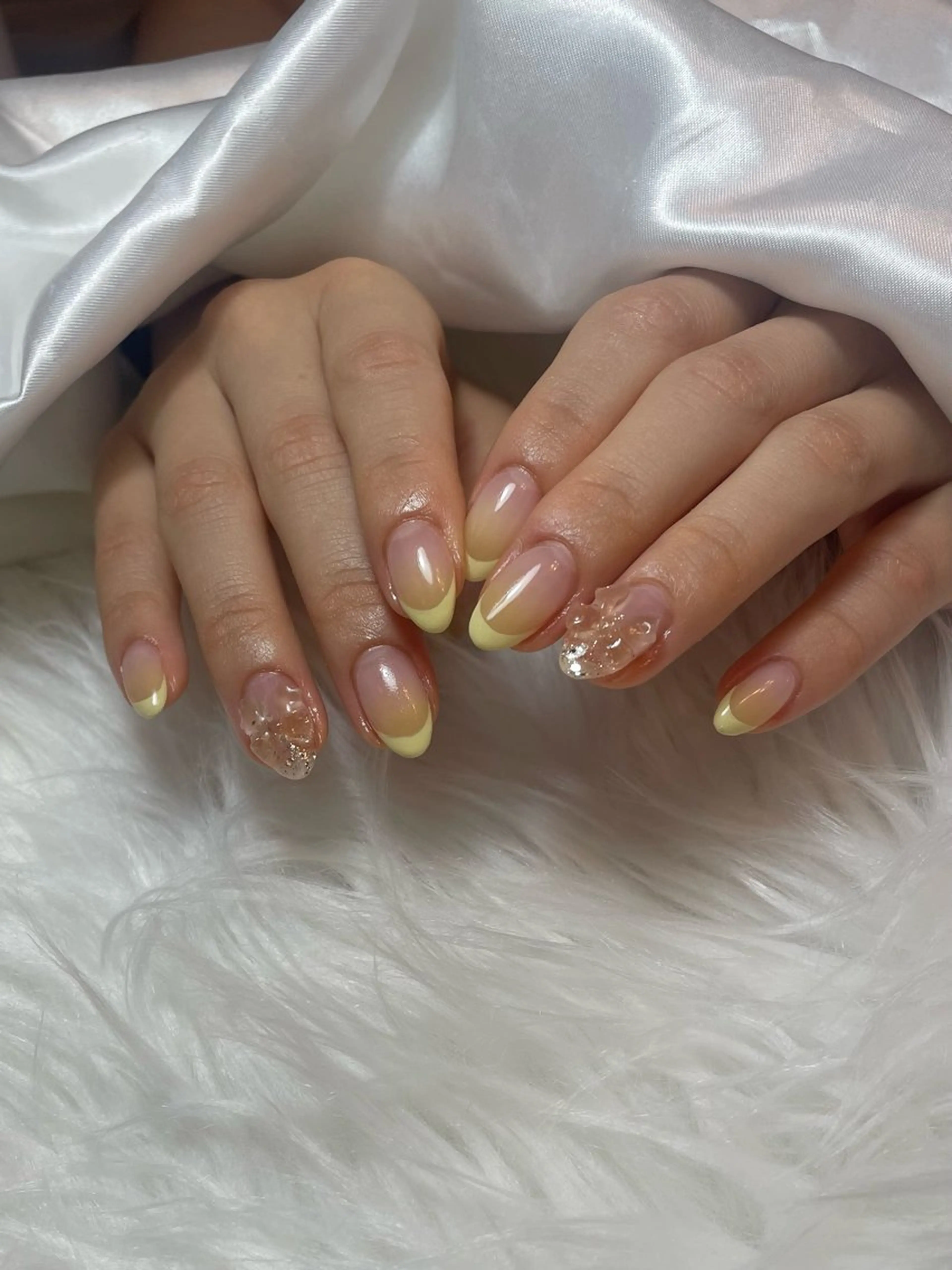 ネイル ブルー フレンチネイル キラキラネイル 韓国ネイル マグネットネイル ハンドネイル timtam --sakiのネイルデザイン