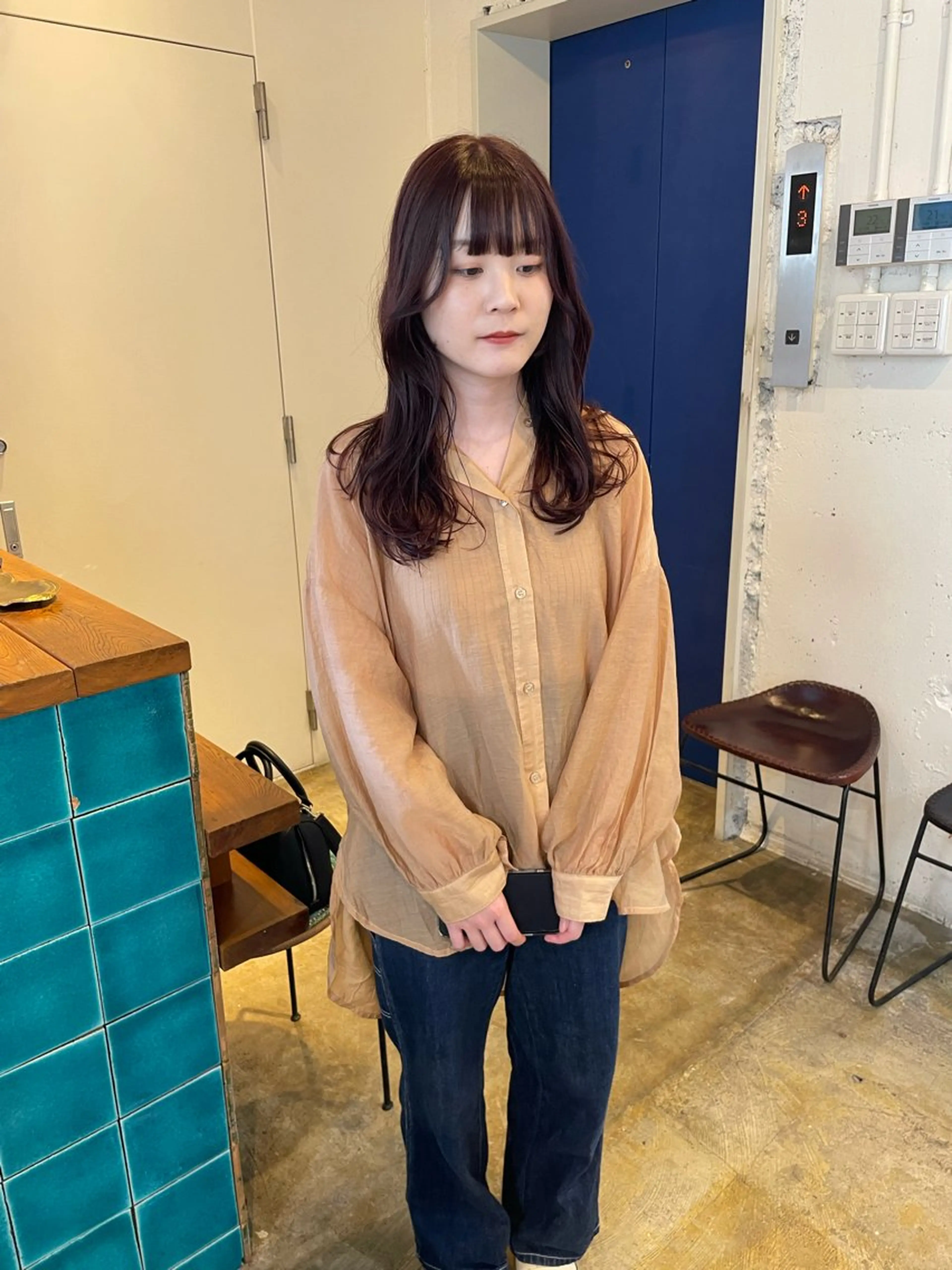 ロング カラー ラベンダーカラー ラベンダーピンク ピンクカラー カット ヘアカラー トリートメント MIOベージュカラー 柔らかいカラーのヘアスタイル