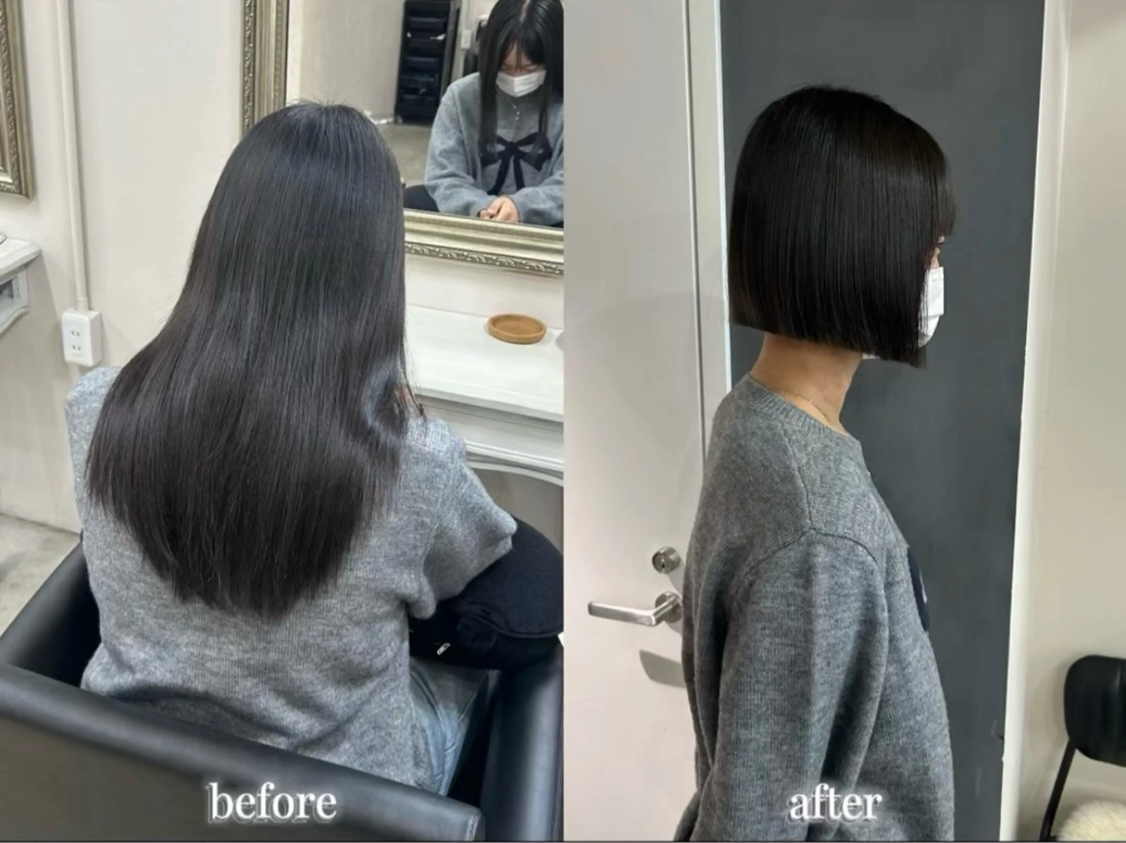 ショート ボブ 縮毛矯正 カット 縮毛矯正 トリートメント えり 堀江/ボブ /レイヤー/艶髪のヘアスタイル