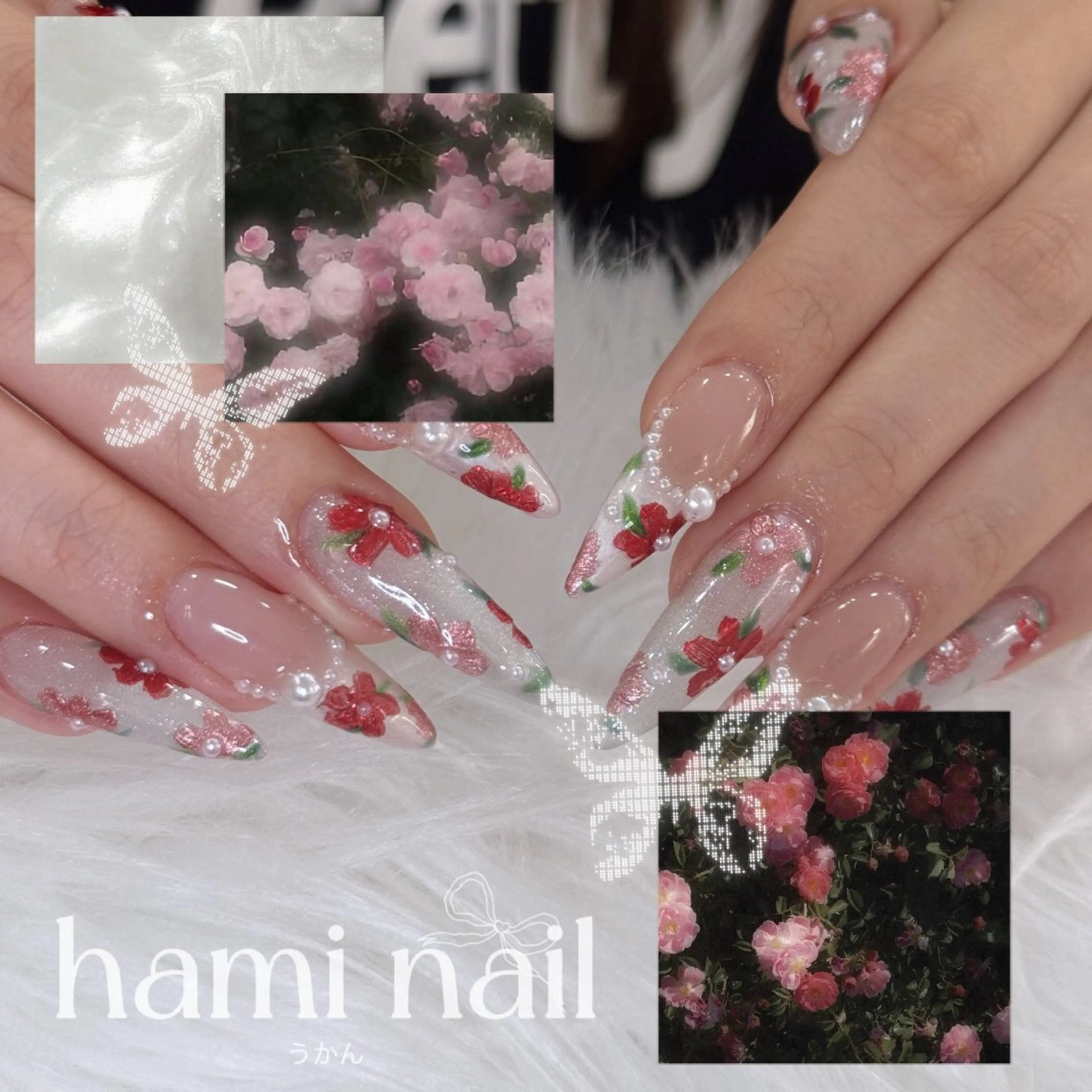 ネイル ハンドネイル ハンドケア 🎀うかん 🎀チップ長さ出しのネイルデザイン