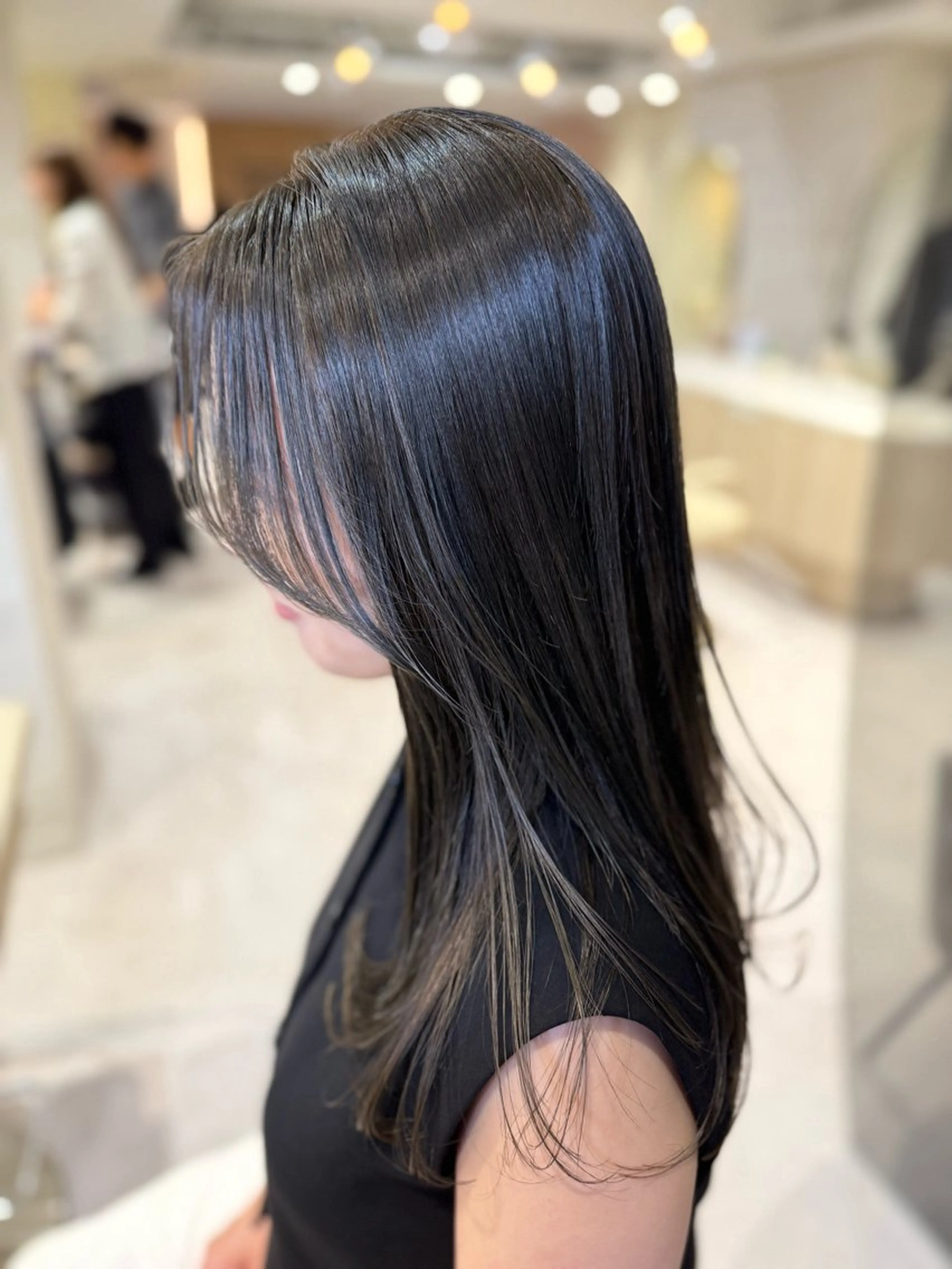 セミロング カラー パーマ ケアカラー 縮毛矯正 地毛風縮毛矯正/ コウノリナのヘアスタイル