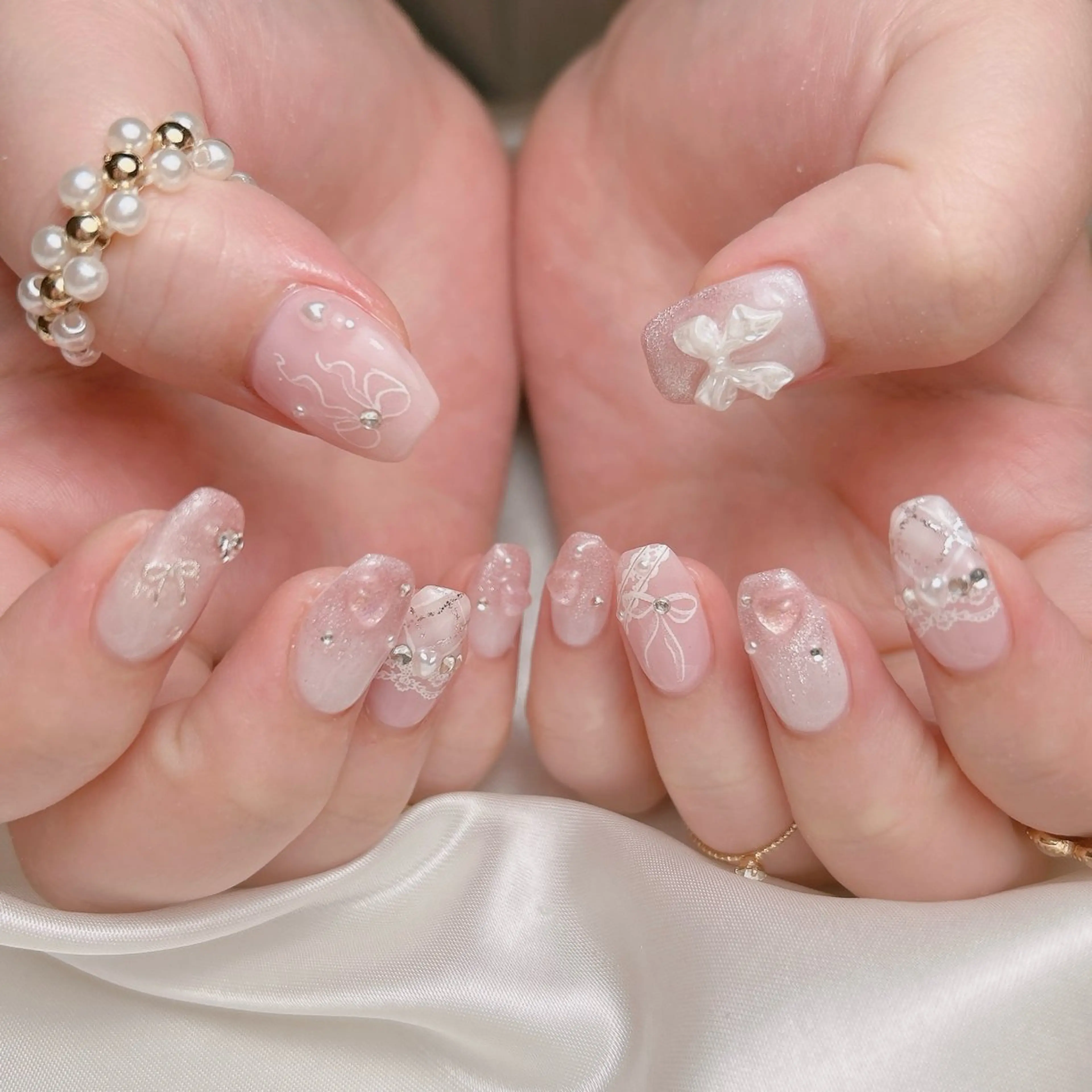 ネイル レース リボン ハンドネイル junna 金山.東別院.上前津のネイルデザイン