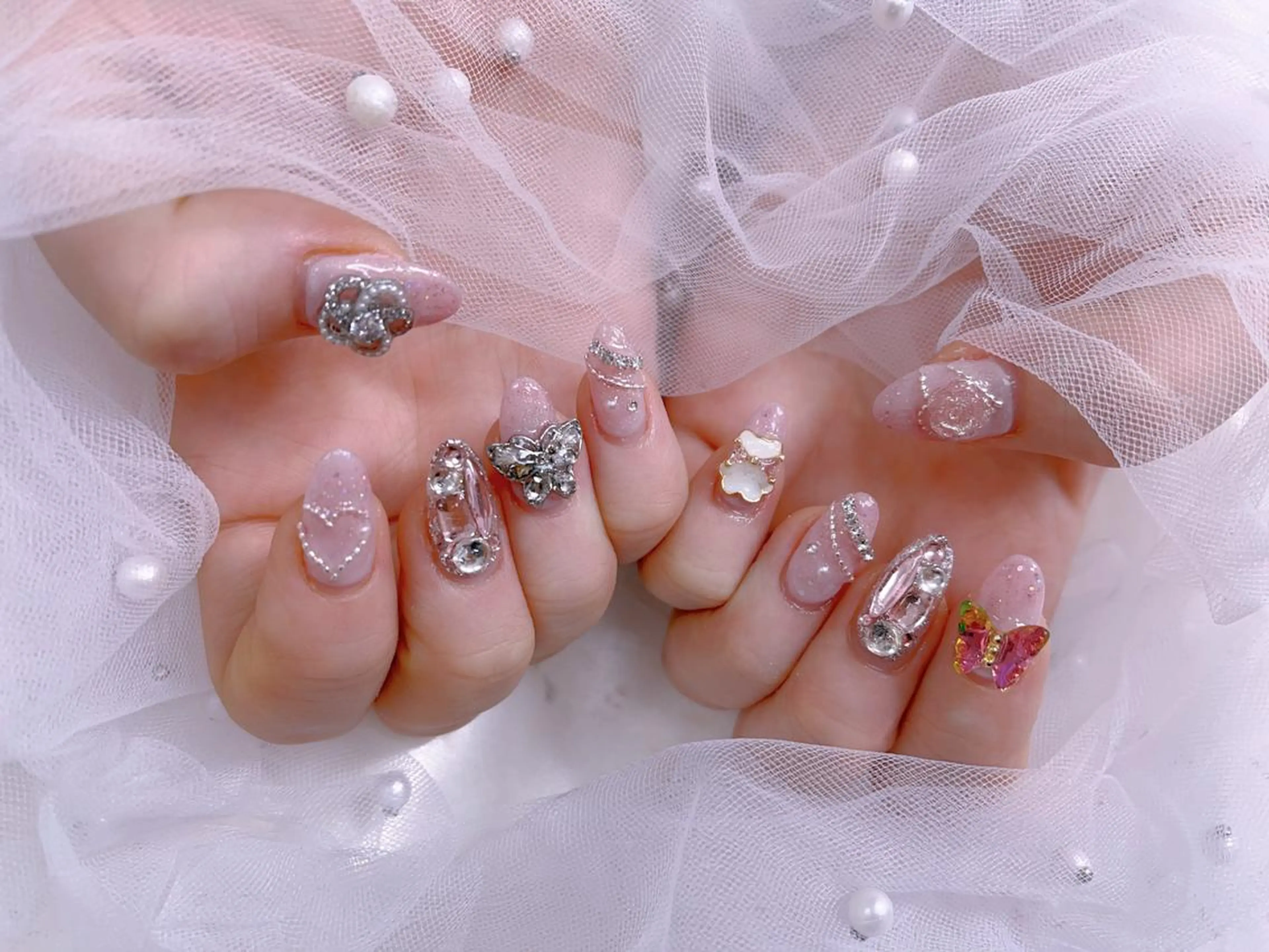 メンズ ネイル アートネイル フレンチネイル ジェルネイル キラキラネイル パラジェル Bloom kabukiのネイルデザイン