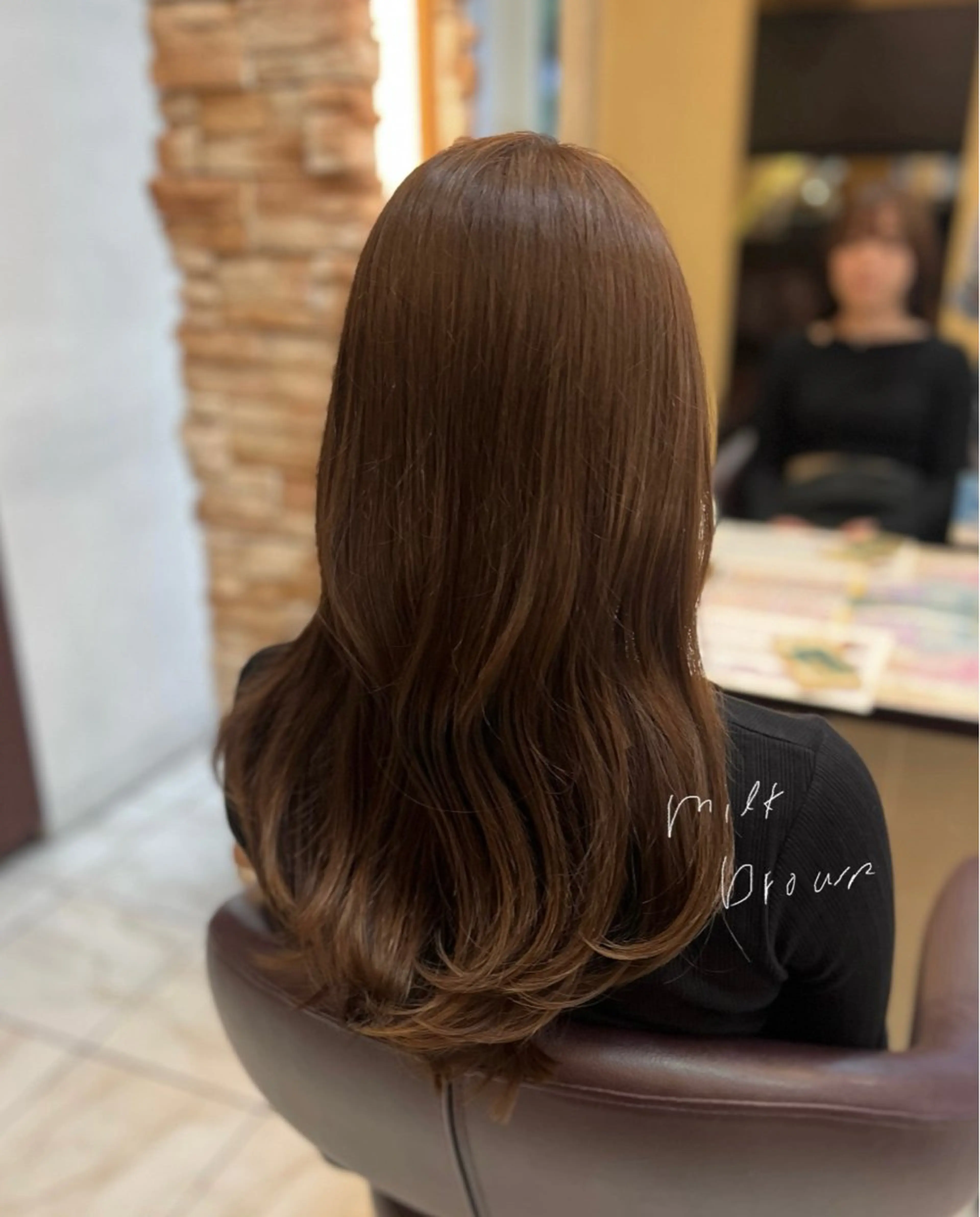 ロング カラー ブラウンカラー 透明感カラー ダブルカラー Luana .Rioneのマツエク・マツパデザイン