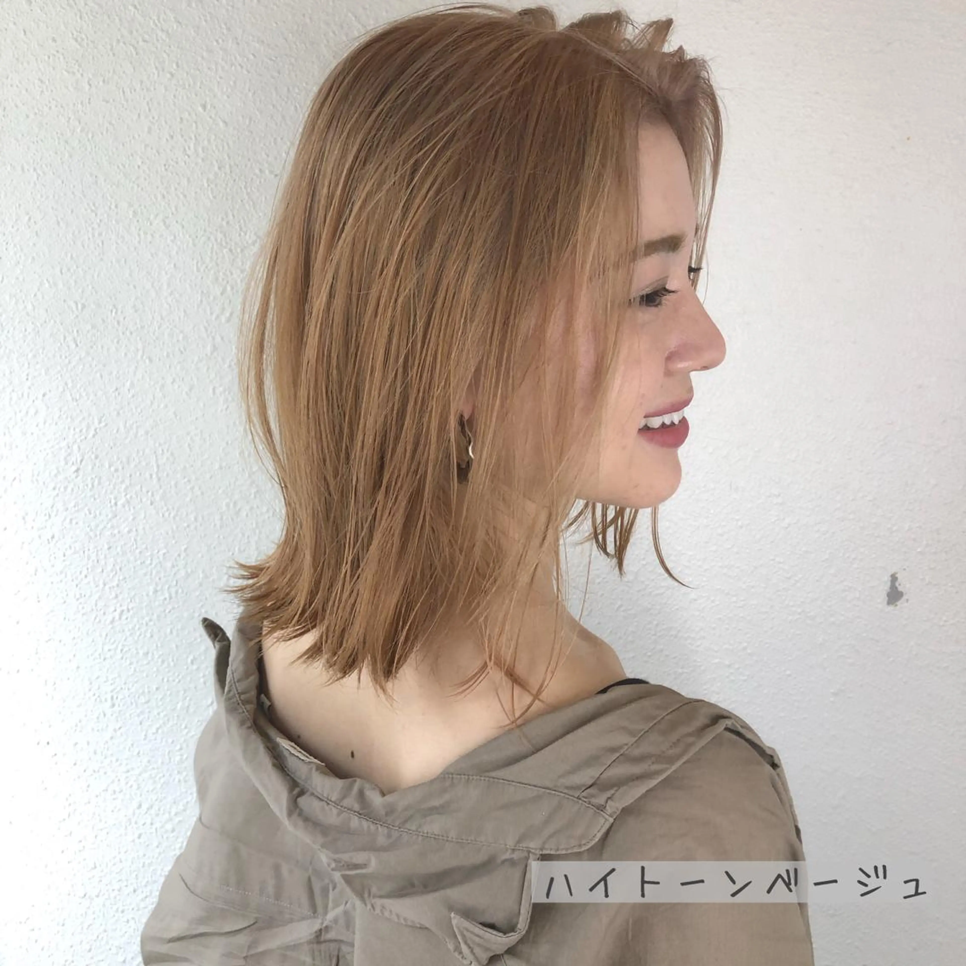 ミディアム カラー ベージュカラー ブリーチ あさだ しゅうたろうのヘアスタイル