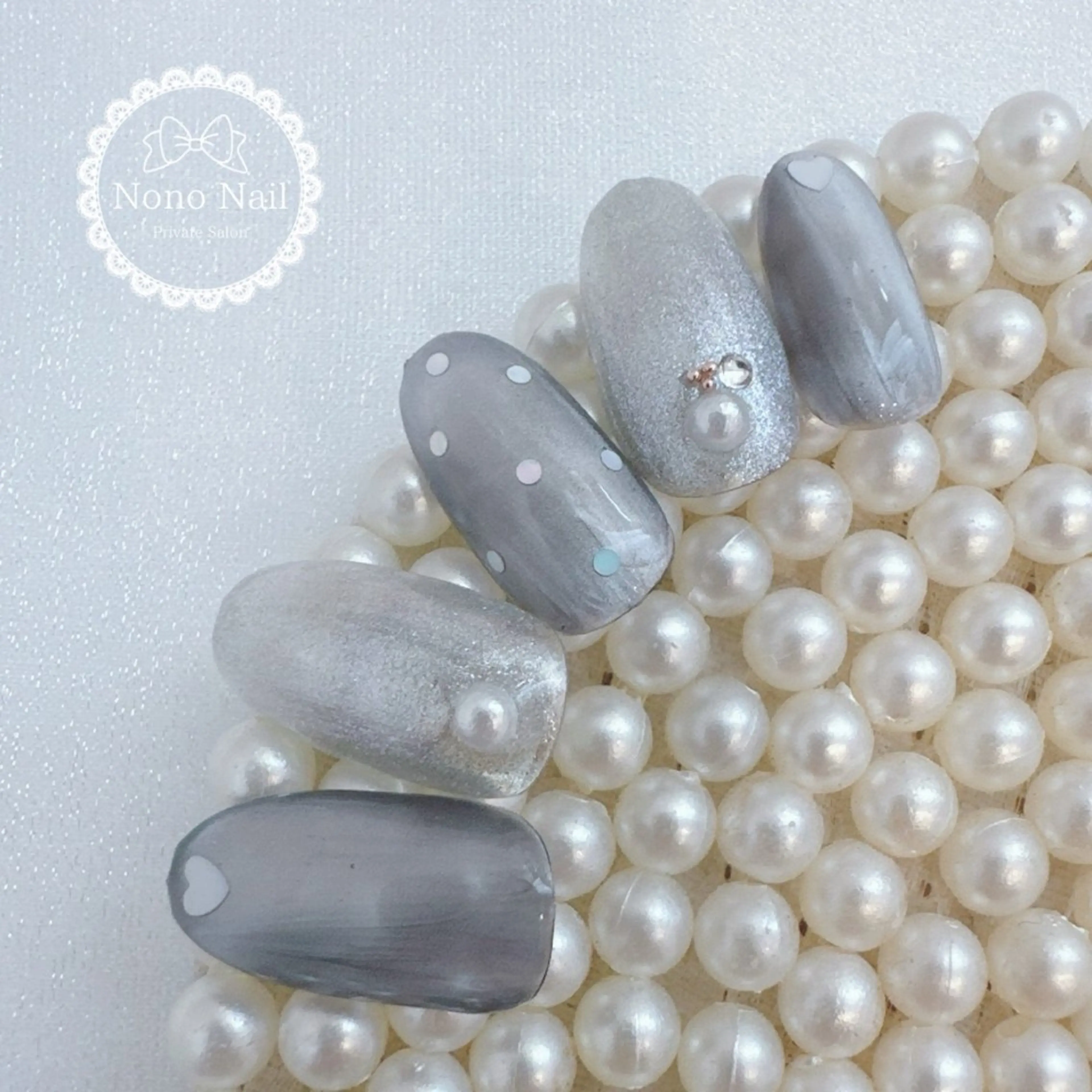 ネイル ブルー ハート ホログラムネイル シンプルネイル バレンタイン Nono Nail ノノネイルのネイルデザイン