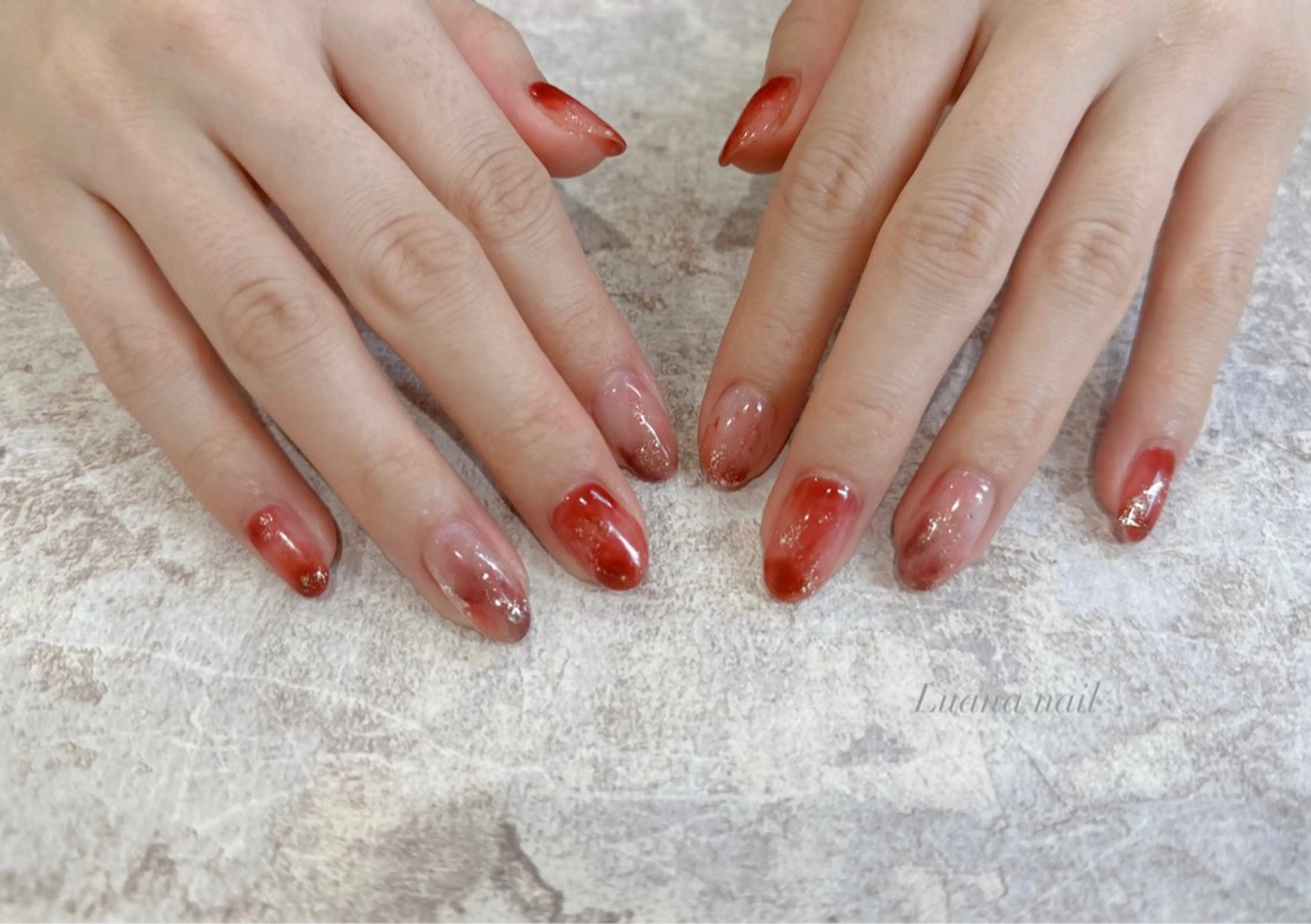 キッズ ネイル ジェルネイル 大理石ネイル(マーブル) ニュアンスネイル パラジェル 冬ネイル Luana nail (ルアナネイル)のネイルデザイン