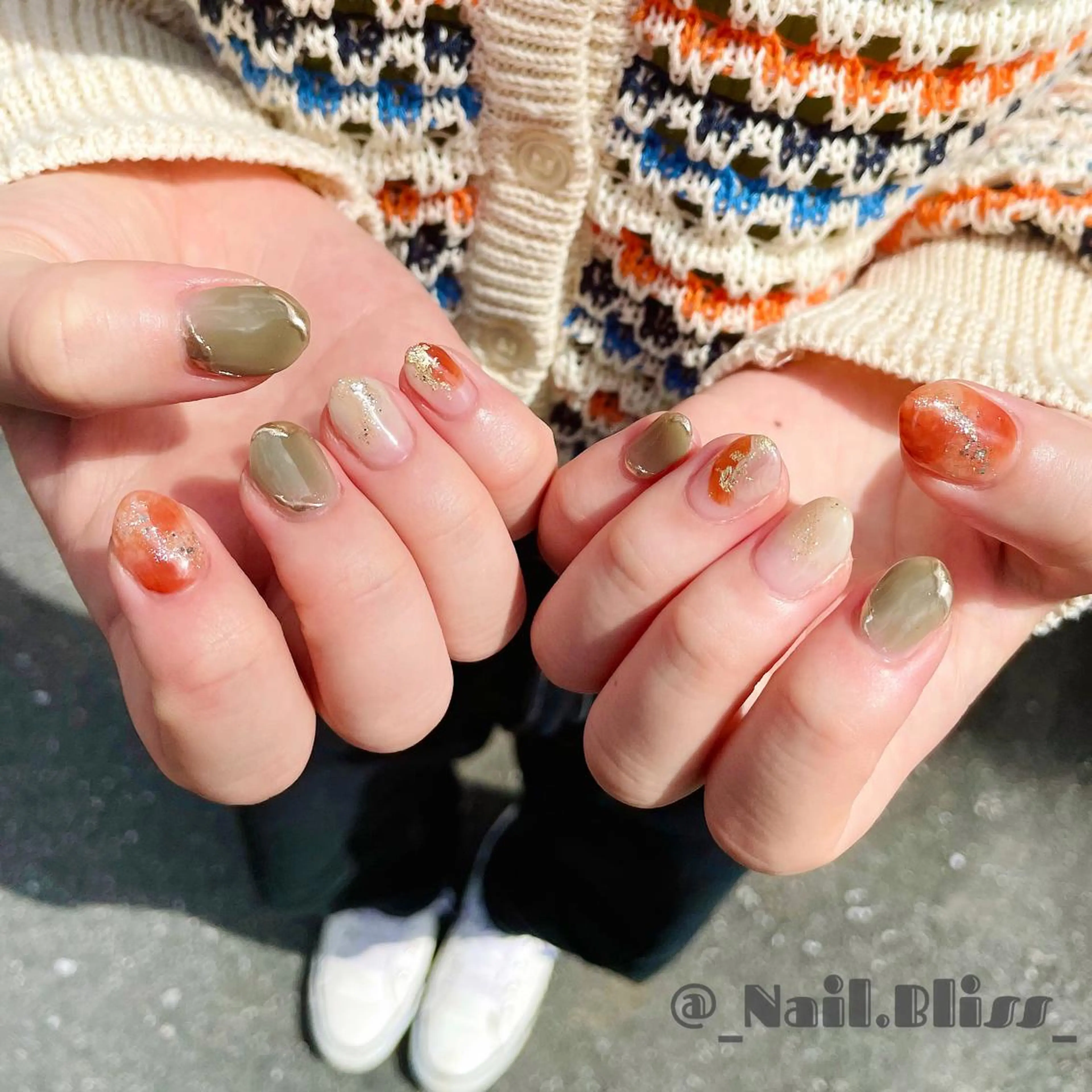 ネイル ブラウン ハンドネイル NAIL BLISSのネイルデザイン