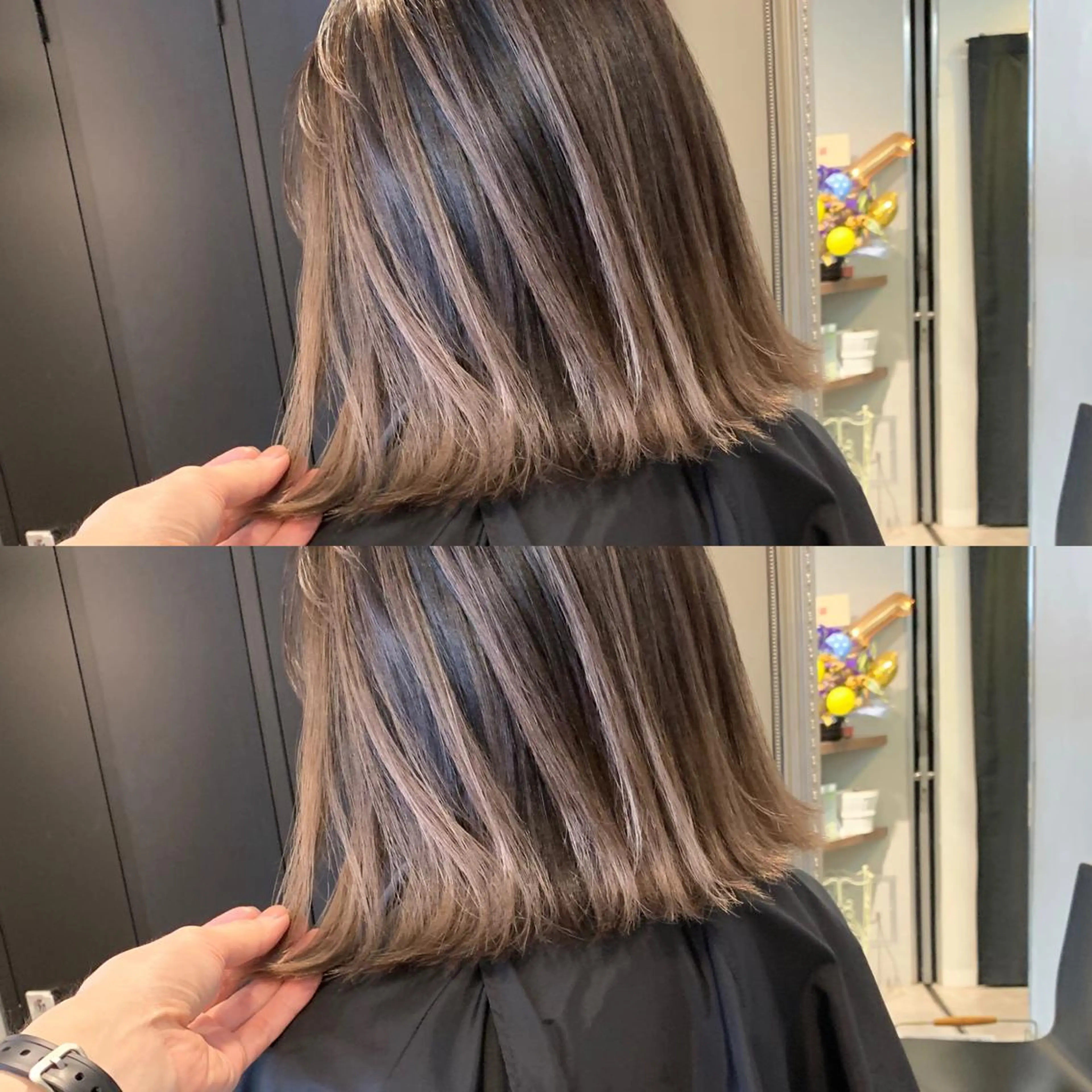 ミディアム カラー バレイヤージュ レイヤーカット YUSUKE レイヤーカットカラーのヘアスタイル