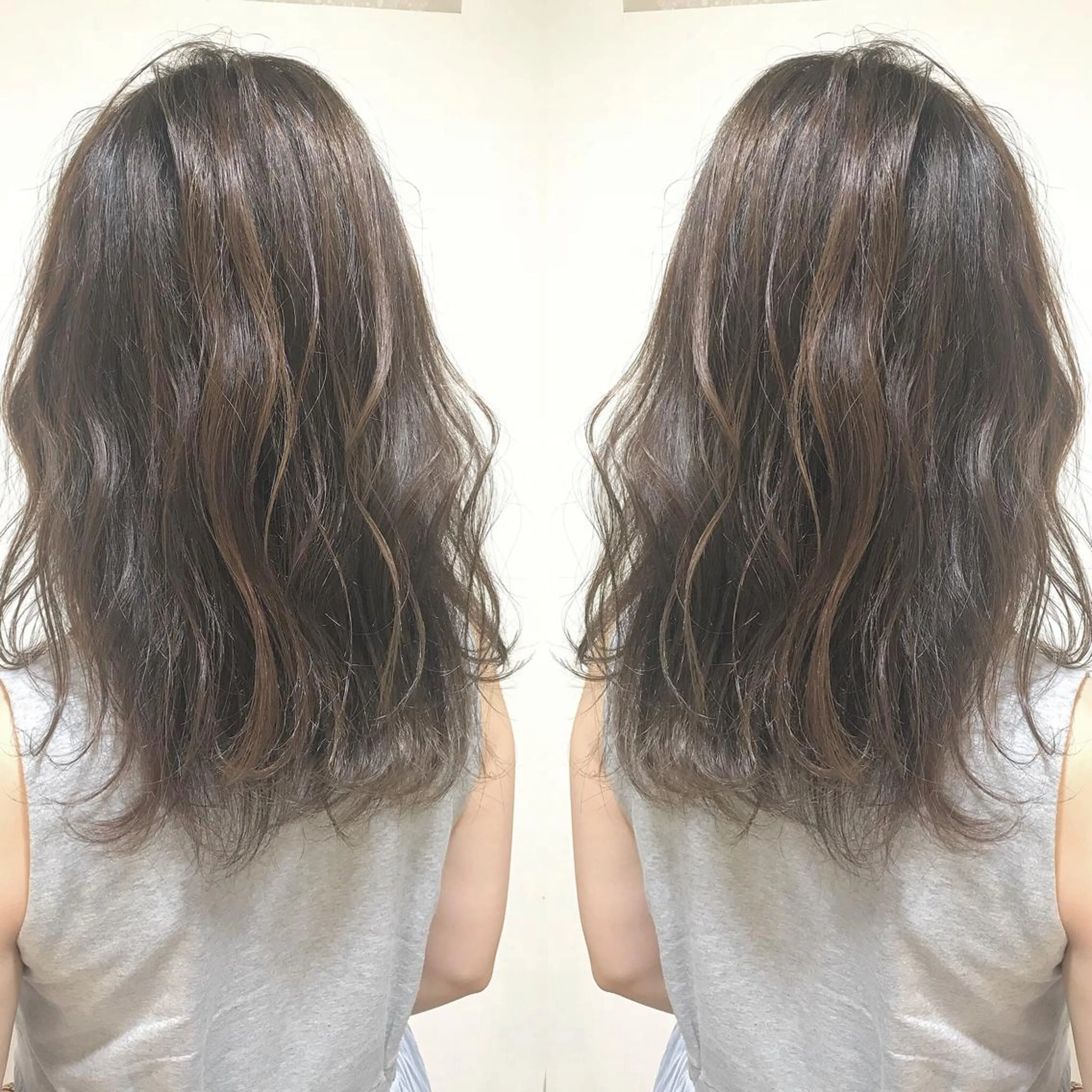 セミロング カラー ハイライトカラー ハイライト ヘアカラー トリートメント Miru by INCE HAIRのヘアスタイル
