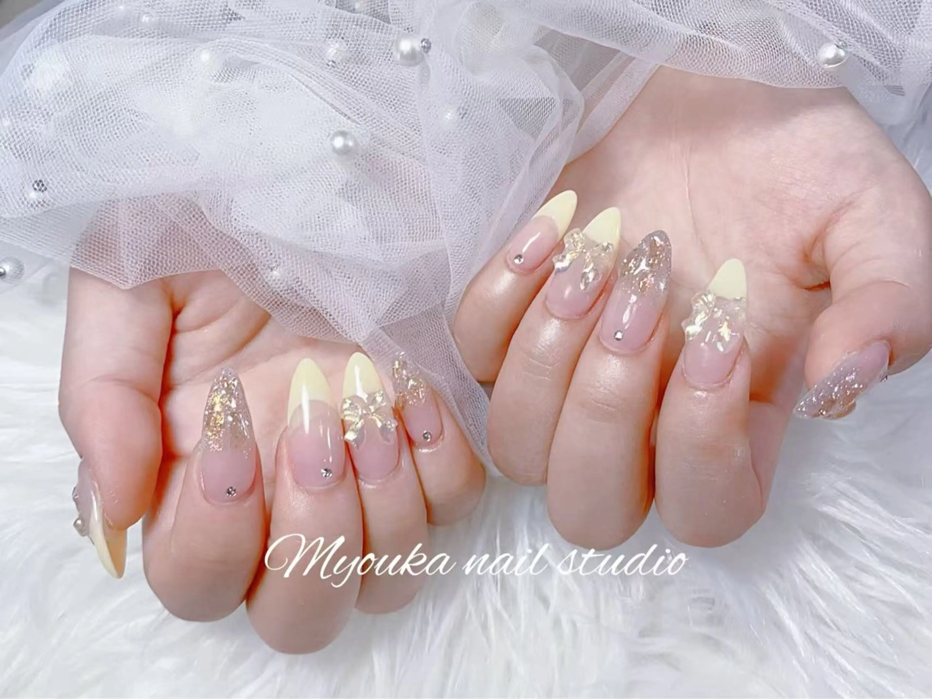 ネイル チークネイル 長さ出し フットネイル ジェルネイル グラデーション ハンドネイル ハンドケア Myouka 板橋区大山駅前店のネイルデザイン