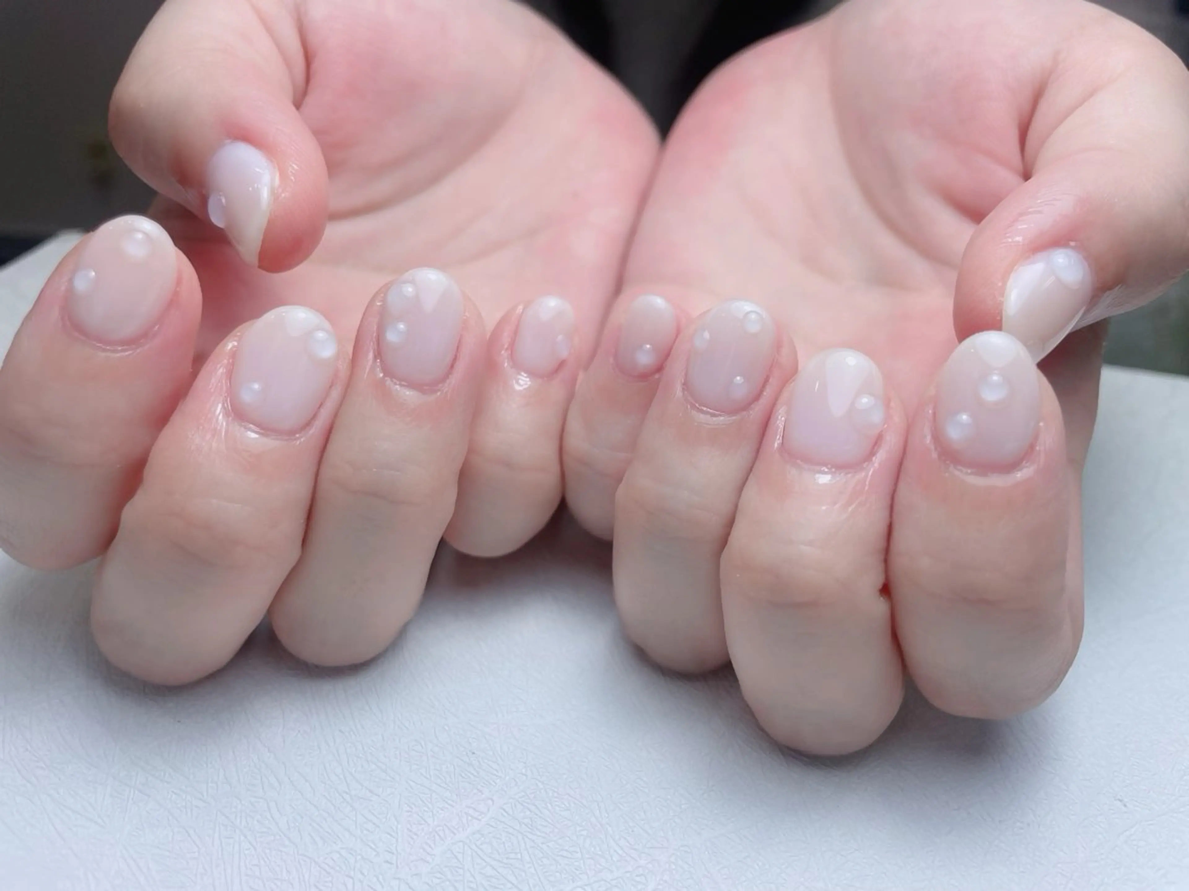 ネイル 長さ出し フットネイル フレンチネイル ジェルネイル ガラスフレンチ 中野駅から2分 MEO NAILのネイルデザイン