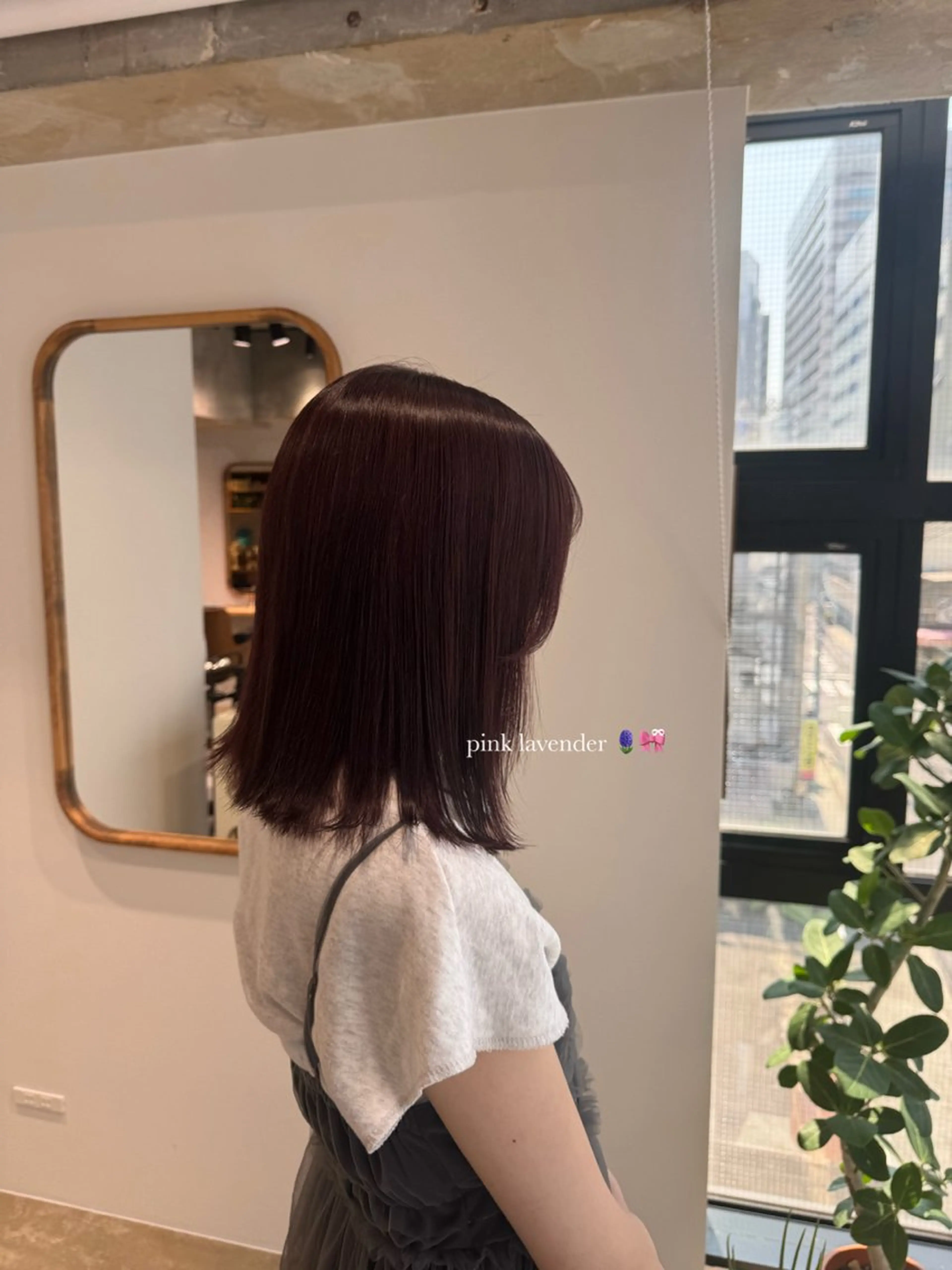 ミディアム ピンクラベンダー ヘアカラー 名駅/酸性ストレート /ワンカラー/アヤハのヘアスタイル