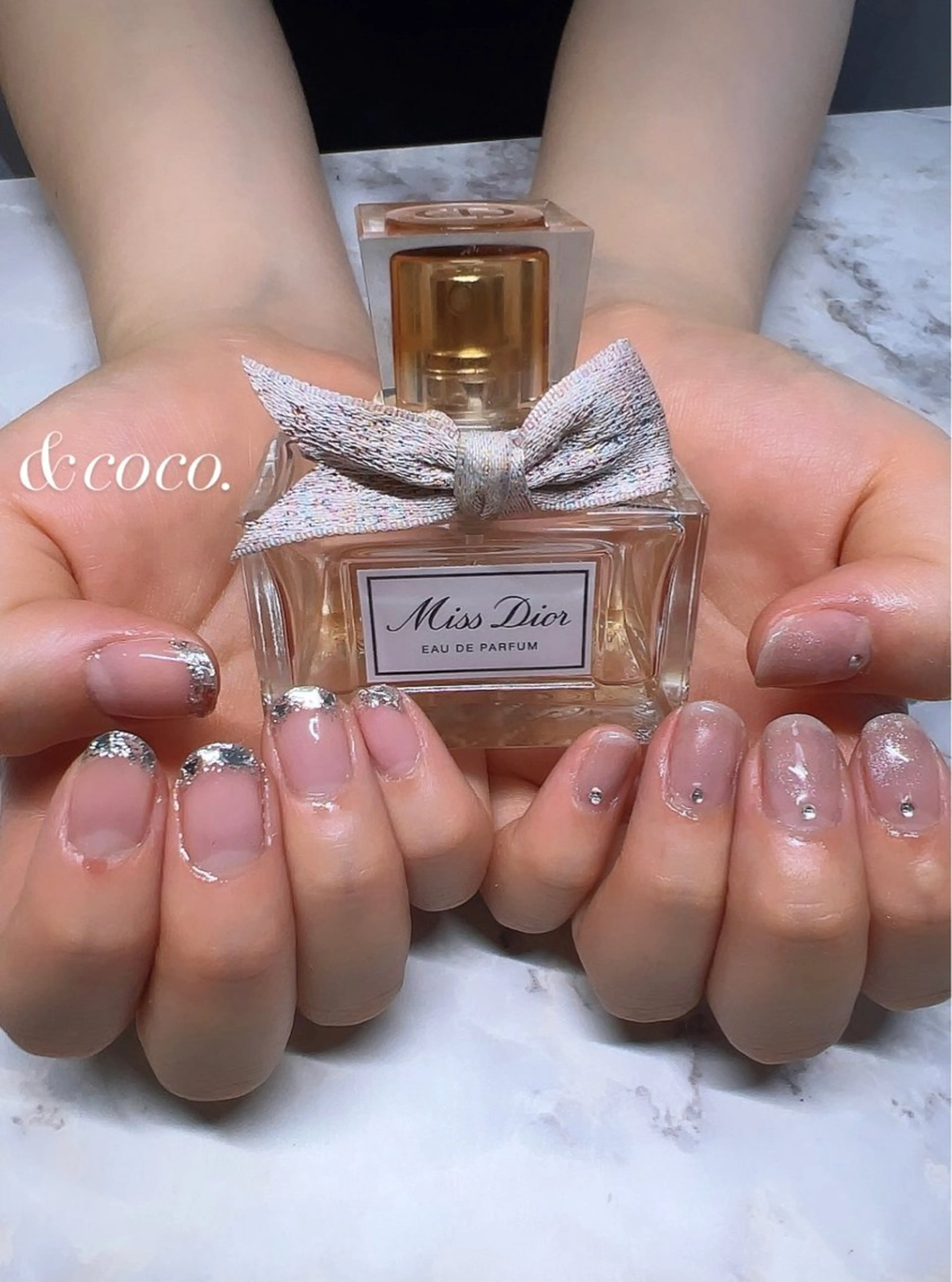 ネイル フレンチネイル ガラスフレンチ マグネットネイル ＆ coco.のネイルデザイン