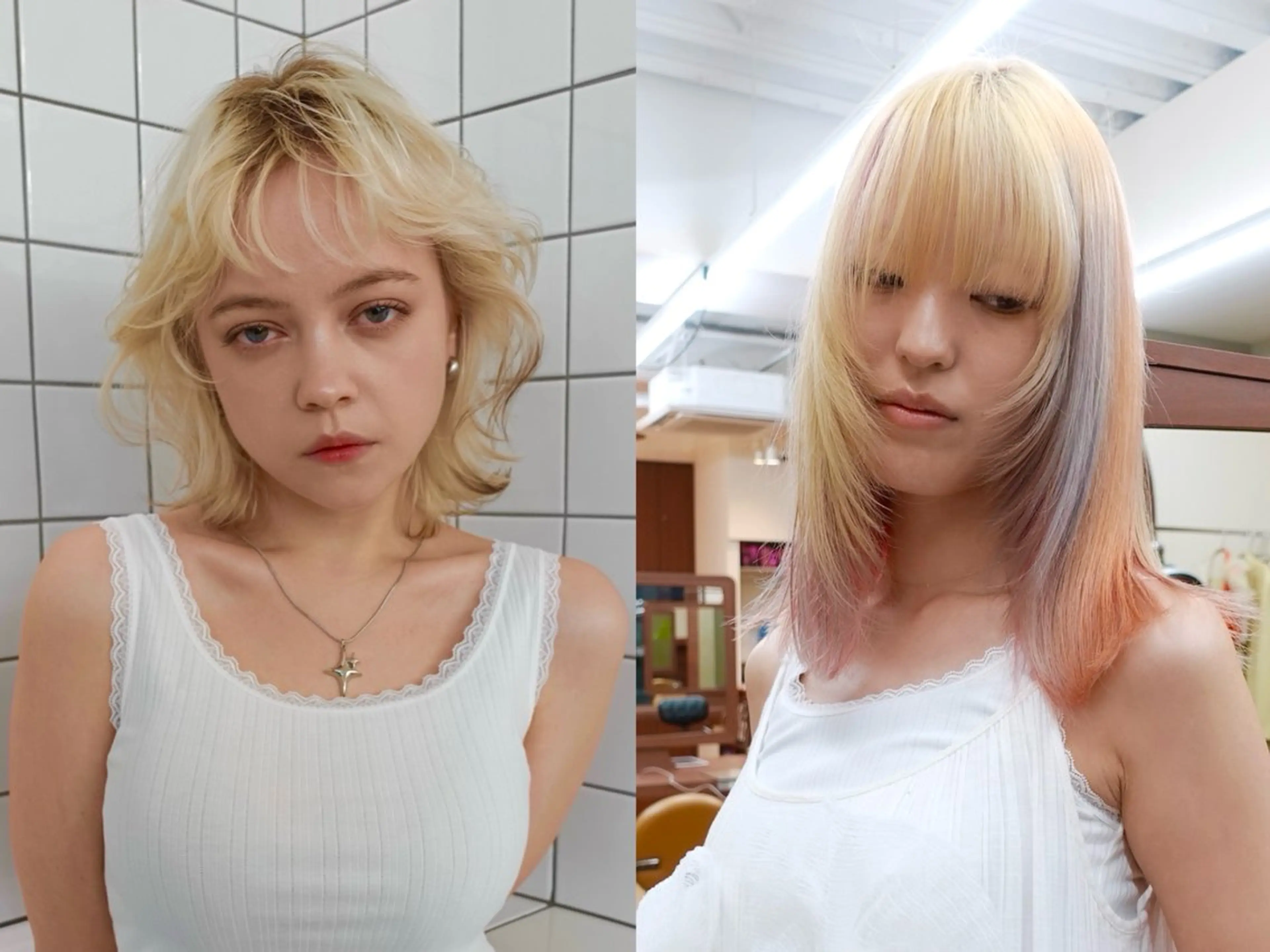 ミディアム カラー ヘアカラー トリートメント ヘアセット レイヤー専門家 ダブルカラー修のヘアスタイル
