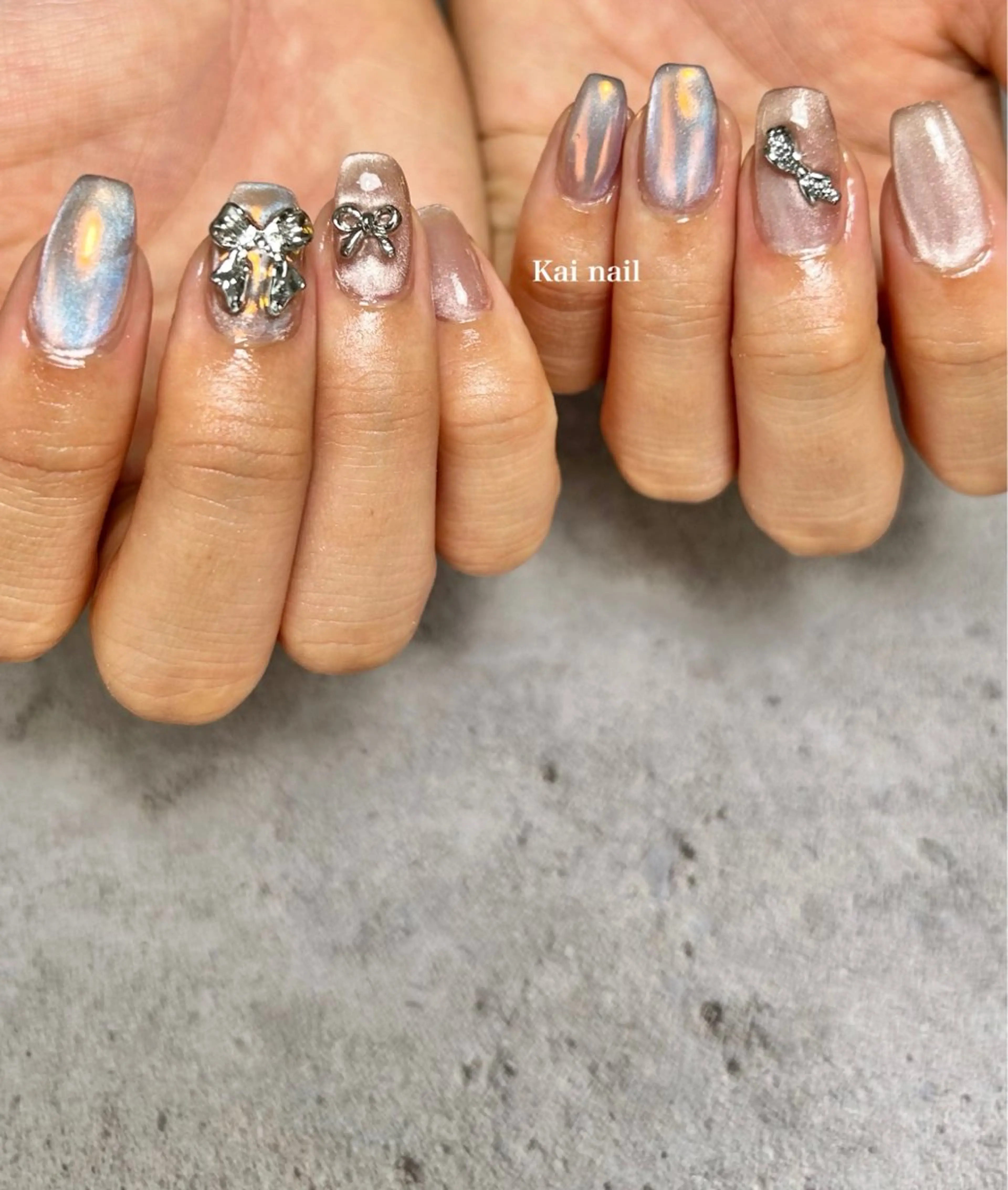 ネイル オーロラネイル キラキラネイル 韓国ネイル マグネットネイル ミラーネイル ハンドネイル Kai  nail Mayukoのネイルデザイン