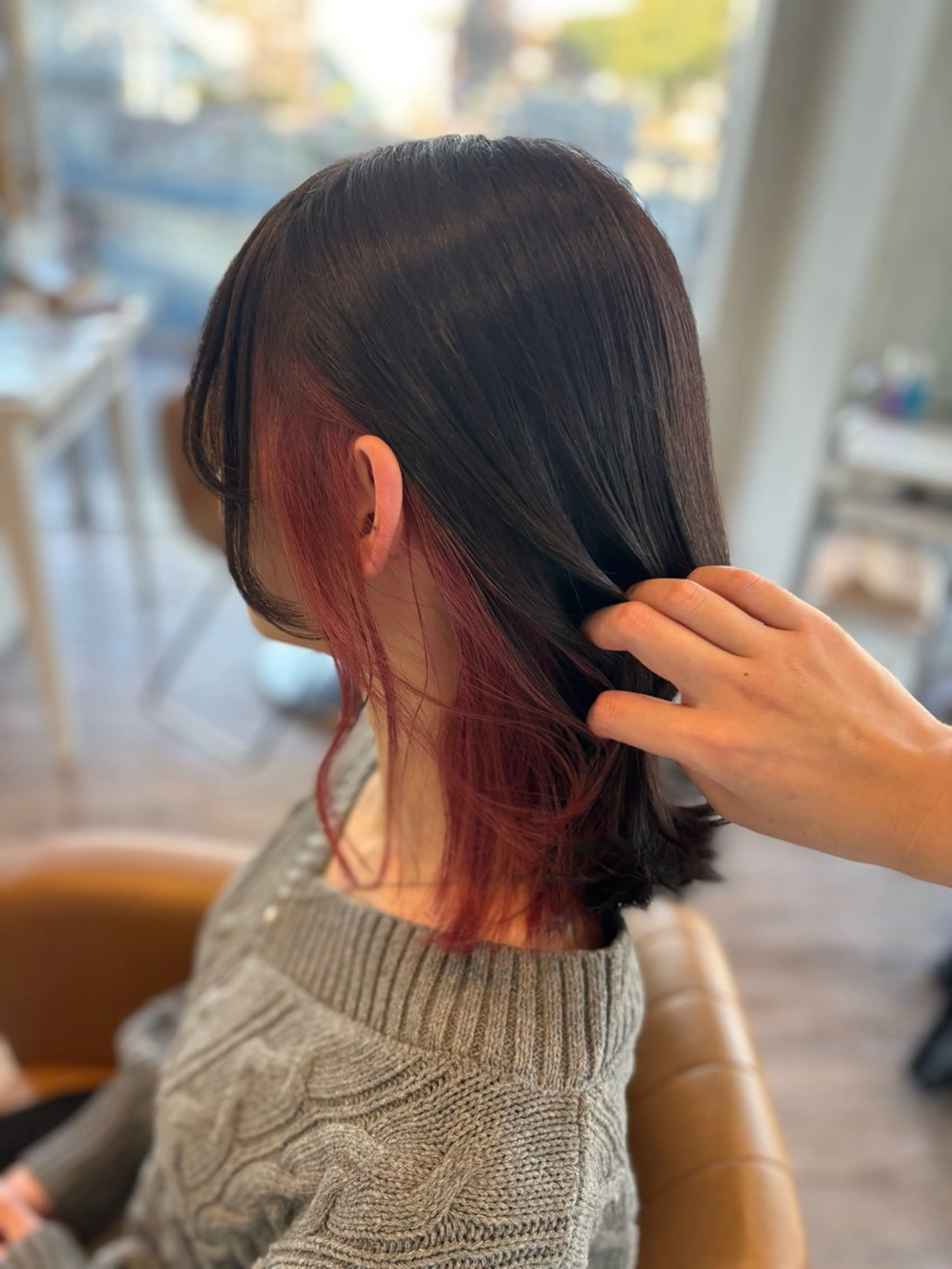 ミディアム カラー ヘアカラー トリートメント yui🥀/ボブ /ブリーチなしカラーのヘアスタイル