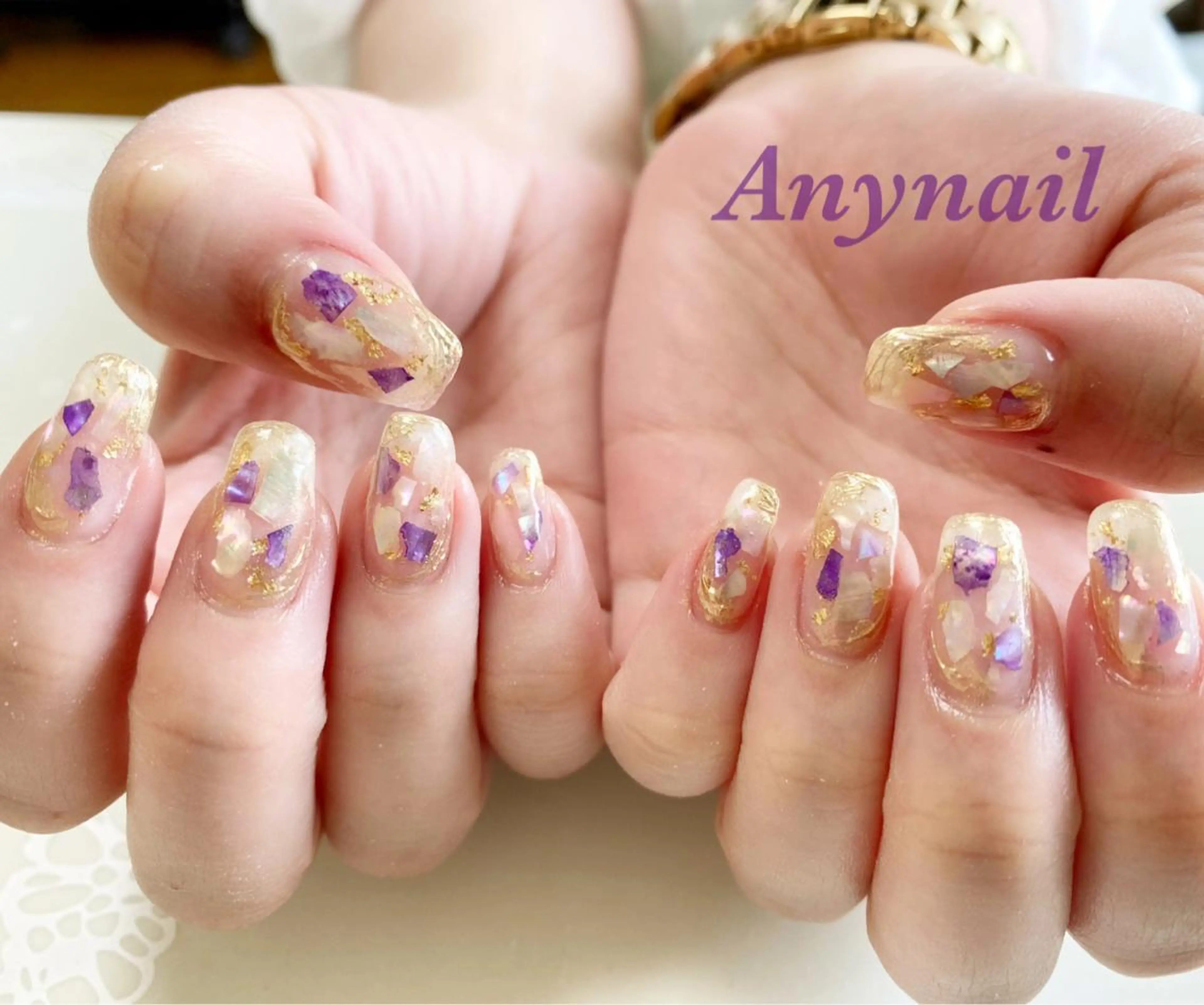 ネイル ブルー クリアネイル ミラーネイル 夏ネイル ハンドネイル 岩澤 恵子のネイルデザイン