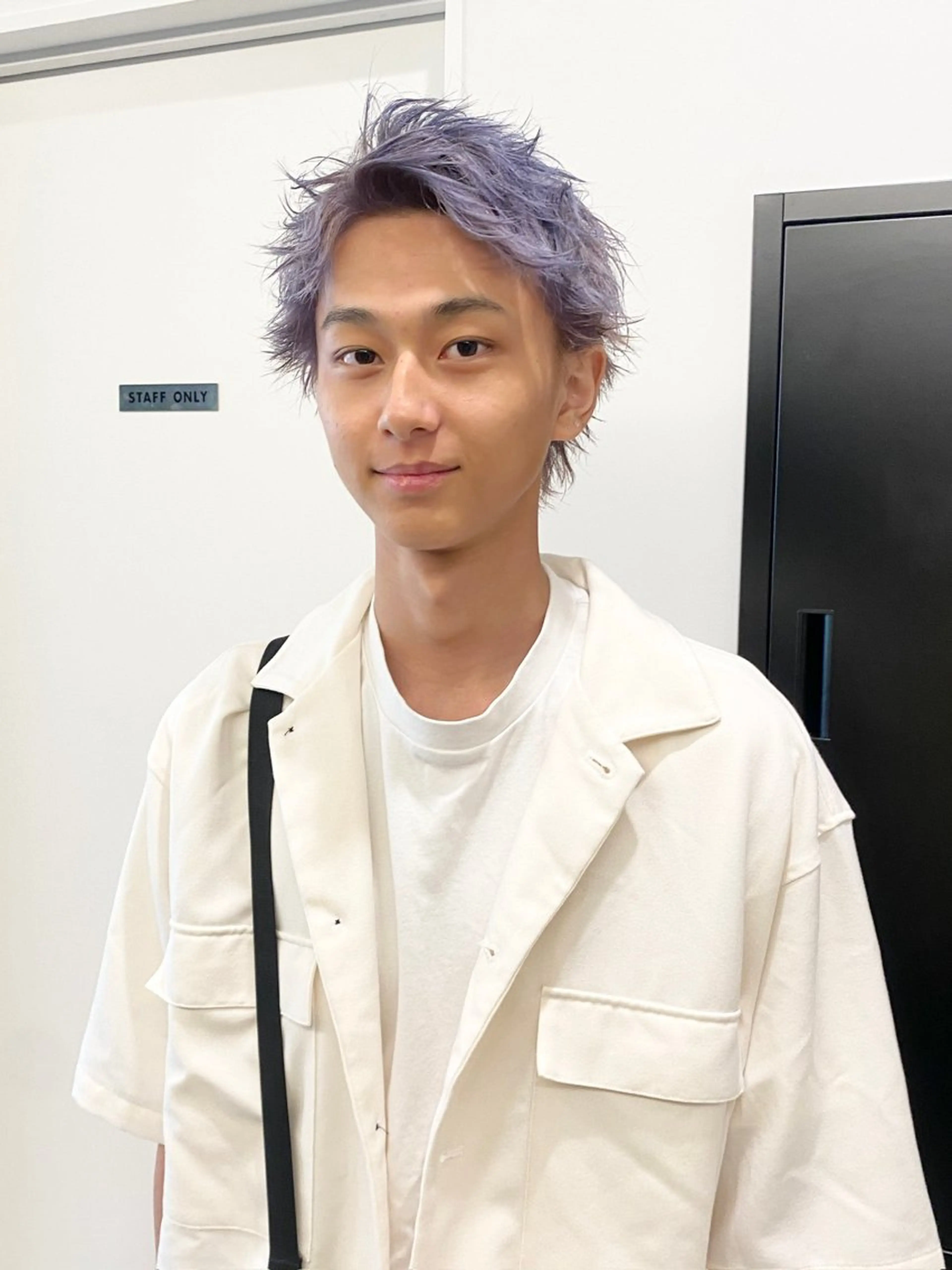 ショート カラー メンズ アップバング メンズショート ラベンダーカラー ショートヘア ボブ/髪質改善/ レイヤー/池澤慎人のヘアスタイル