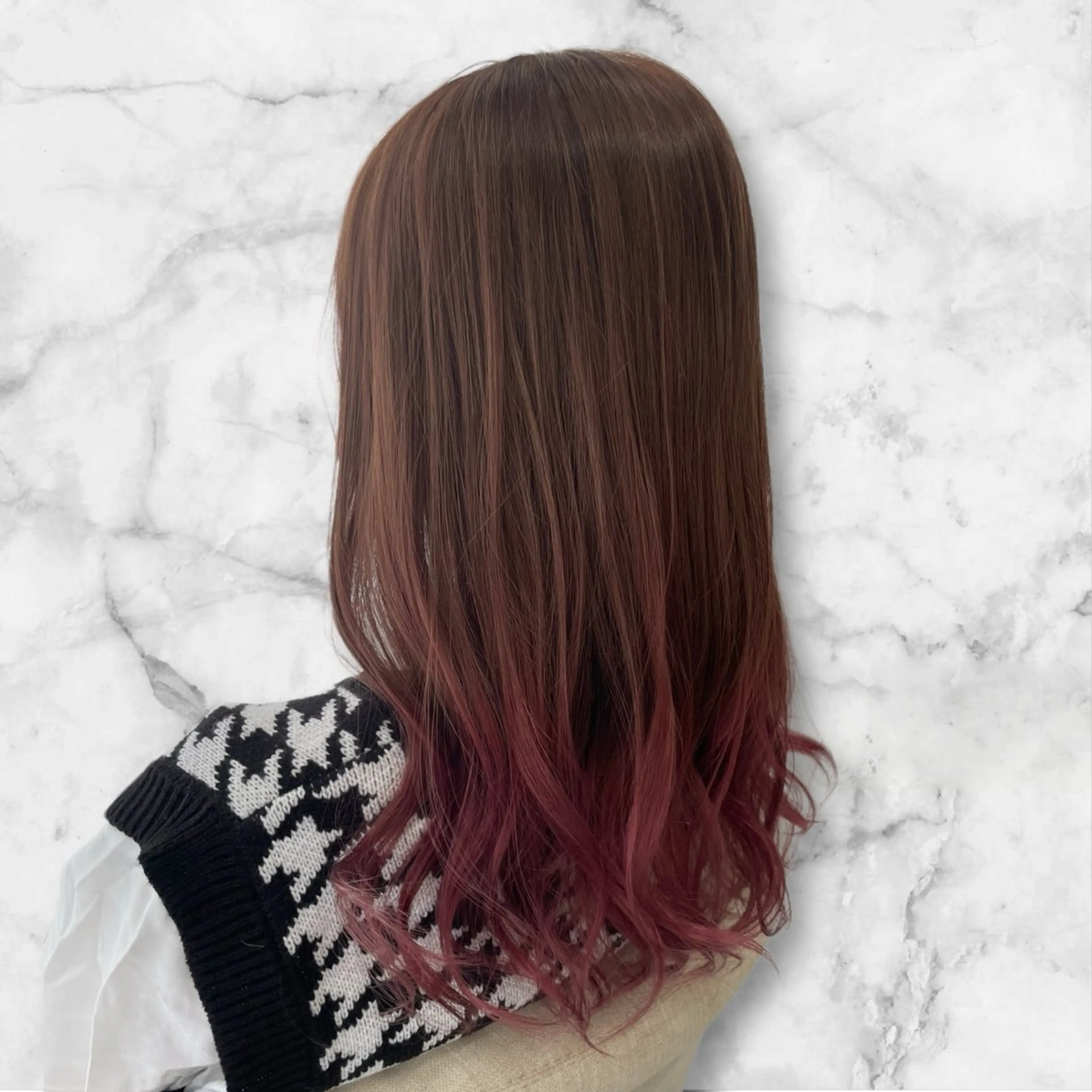 セミロング カラー ブリーチ グラデーションカラー ヘアカラー プルシールエクステ/ ハイトーン/ブリーチのヘアスタイル