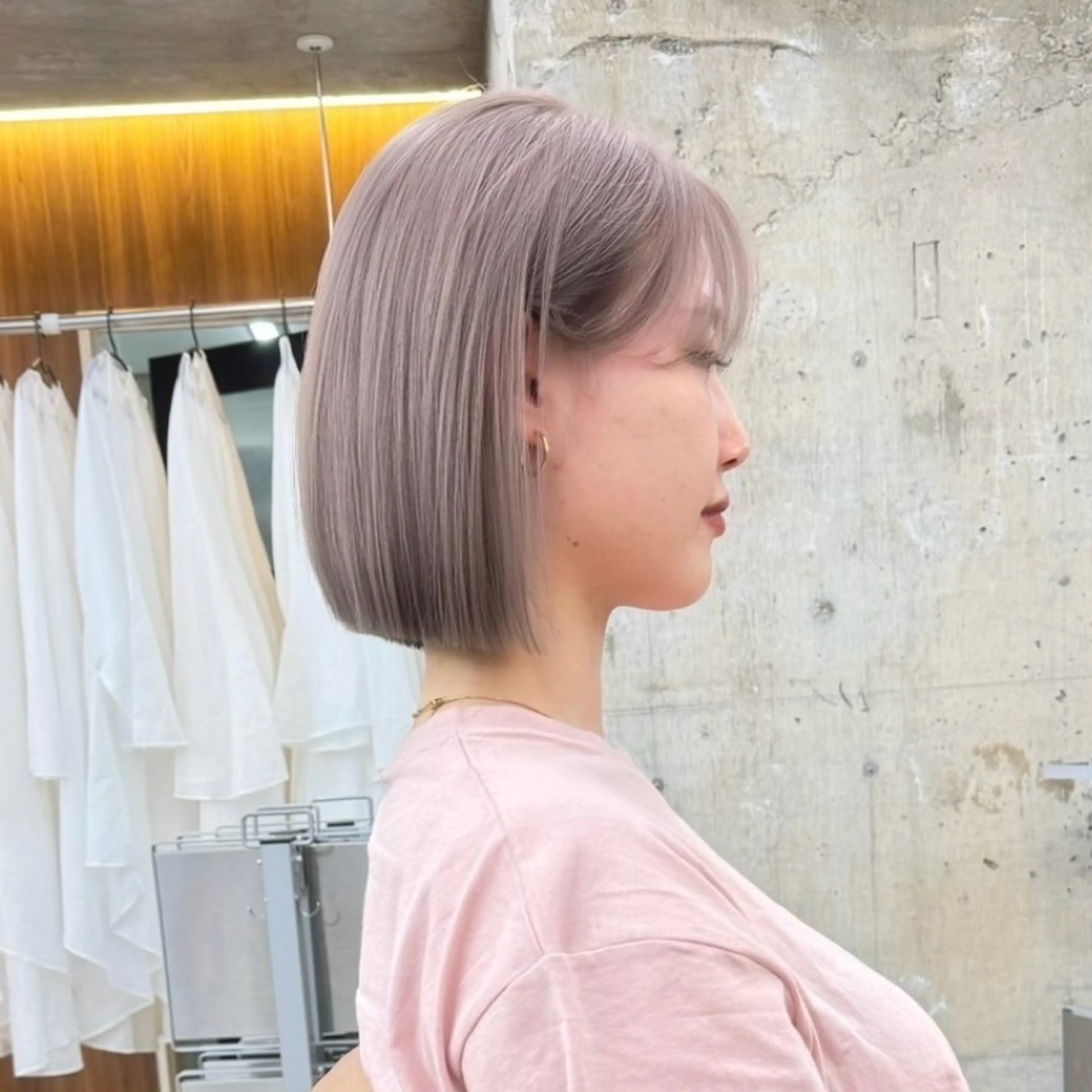 セミロング カラー オリーブ/ 透明感カラー/れいあのヘアスタイル