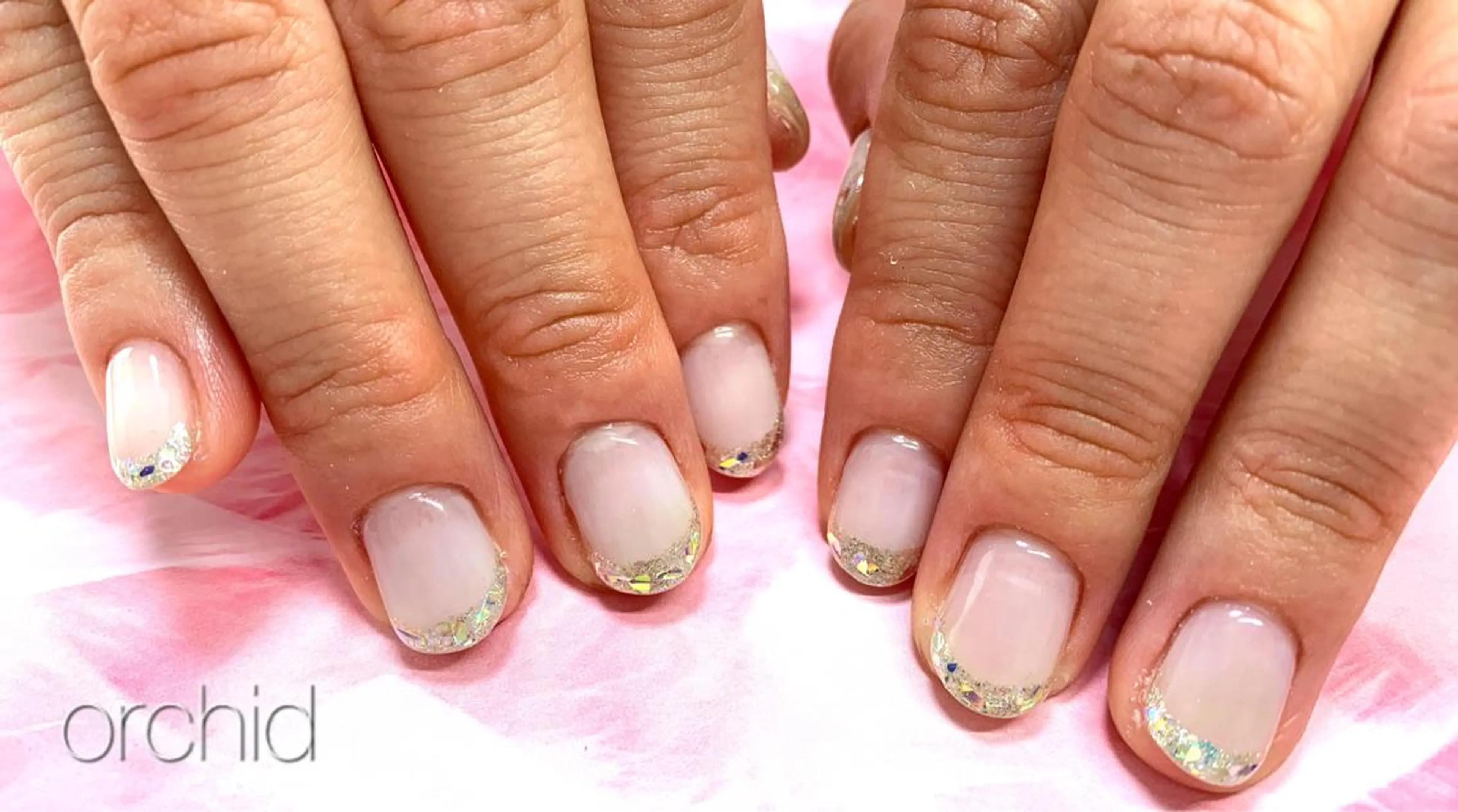 ネイル フレンチネイル ガラスフレンチ orchid ♡オーキッドのネイルデザイン
