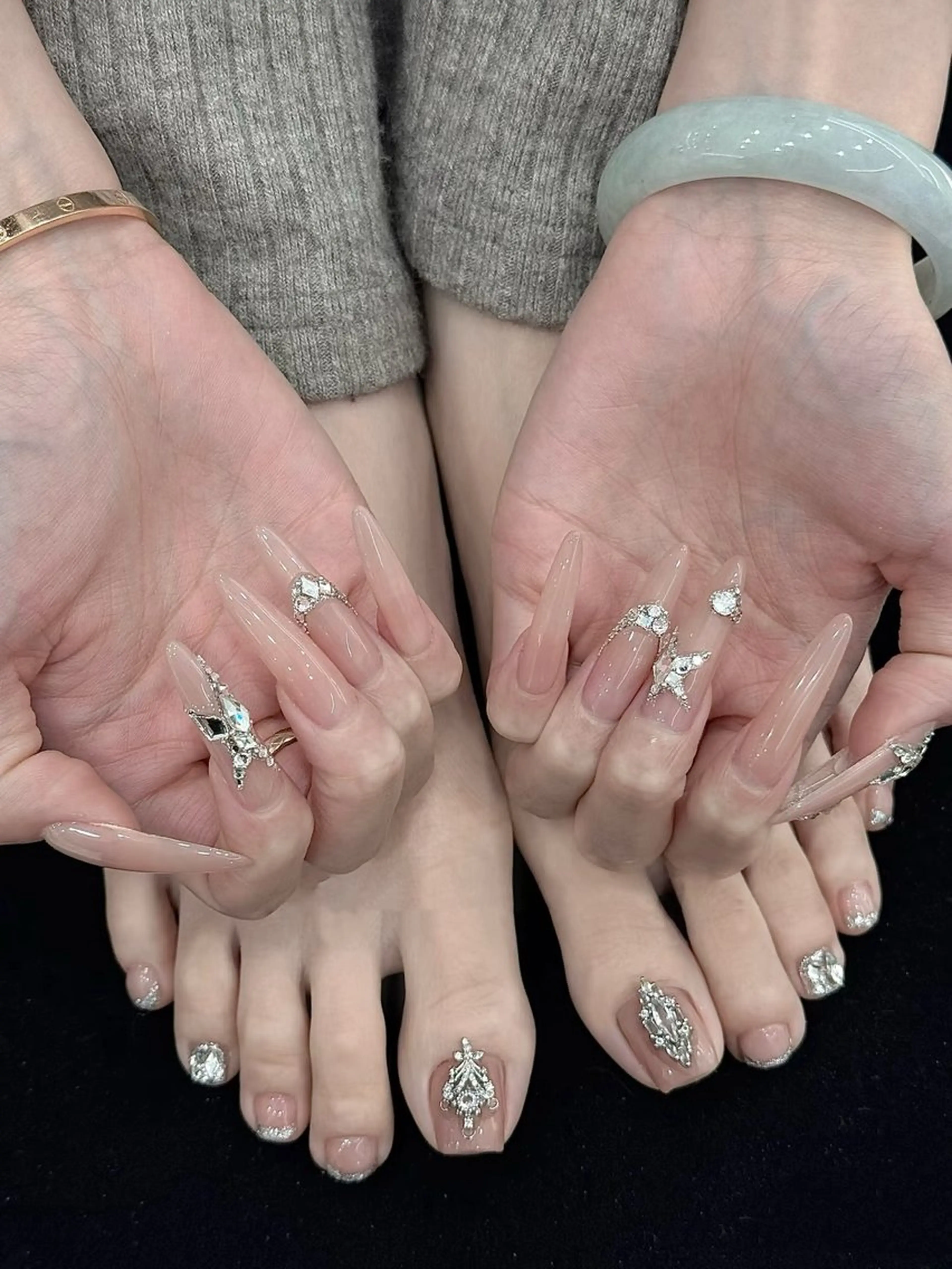 ネイル フラワーネイル フレンチネイル ジェルネイル ガラスフレンチ ハート ハンドネイル フットネイル BabyYouMi nailのネイルデザイン