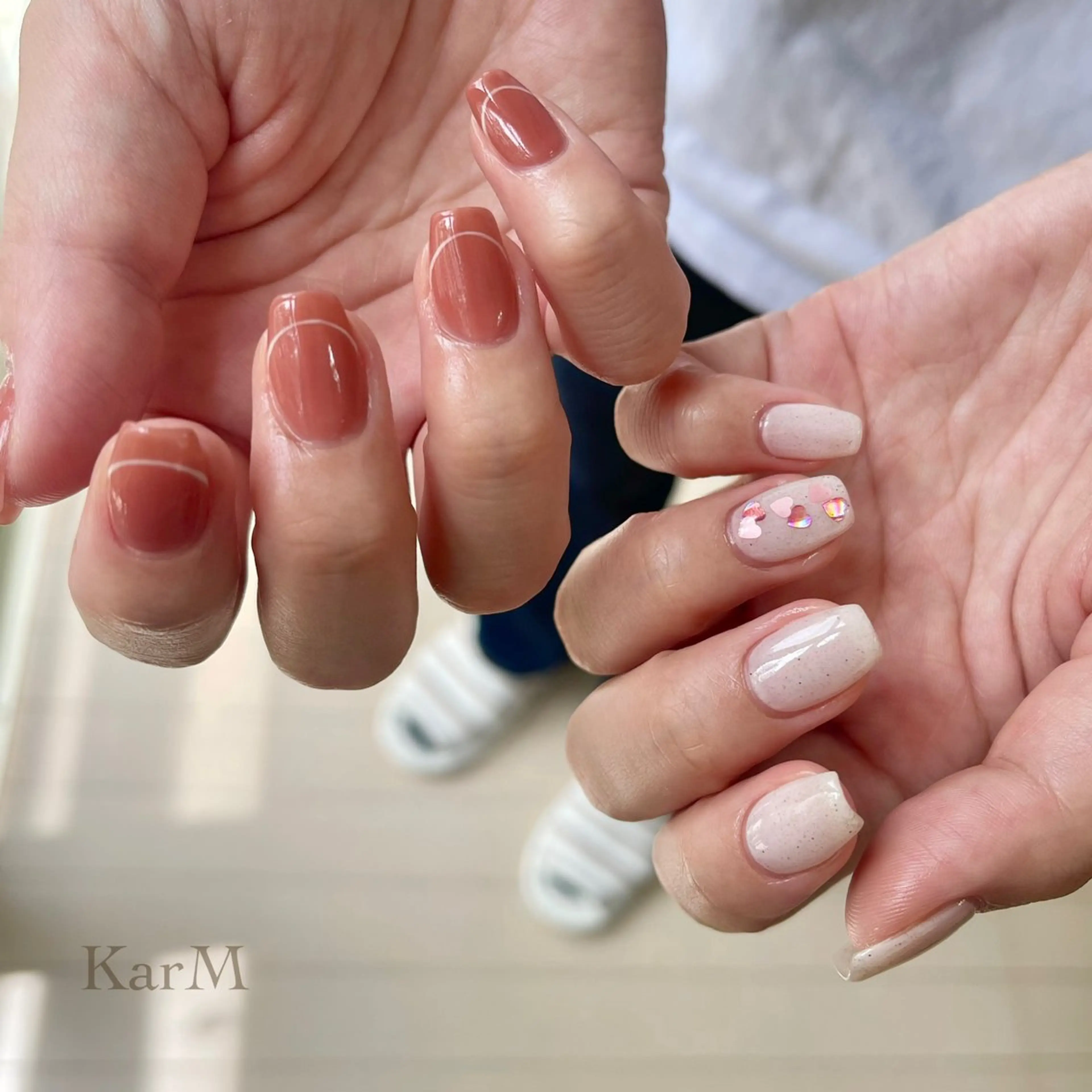 ネイル オーロラネイル チークネイル フットネイル フレンチネイル ハート ハンドネイル ogino karinのネイルデザイン