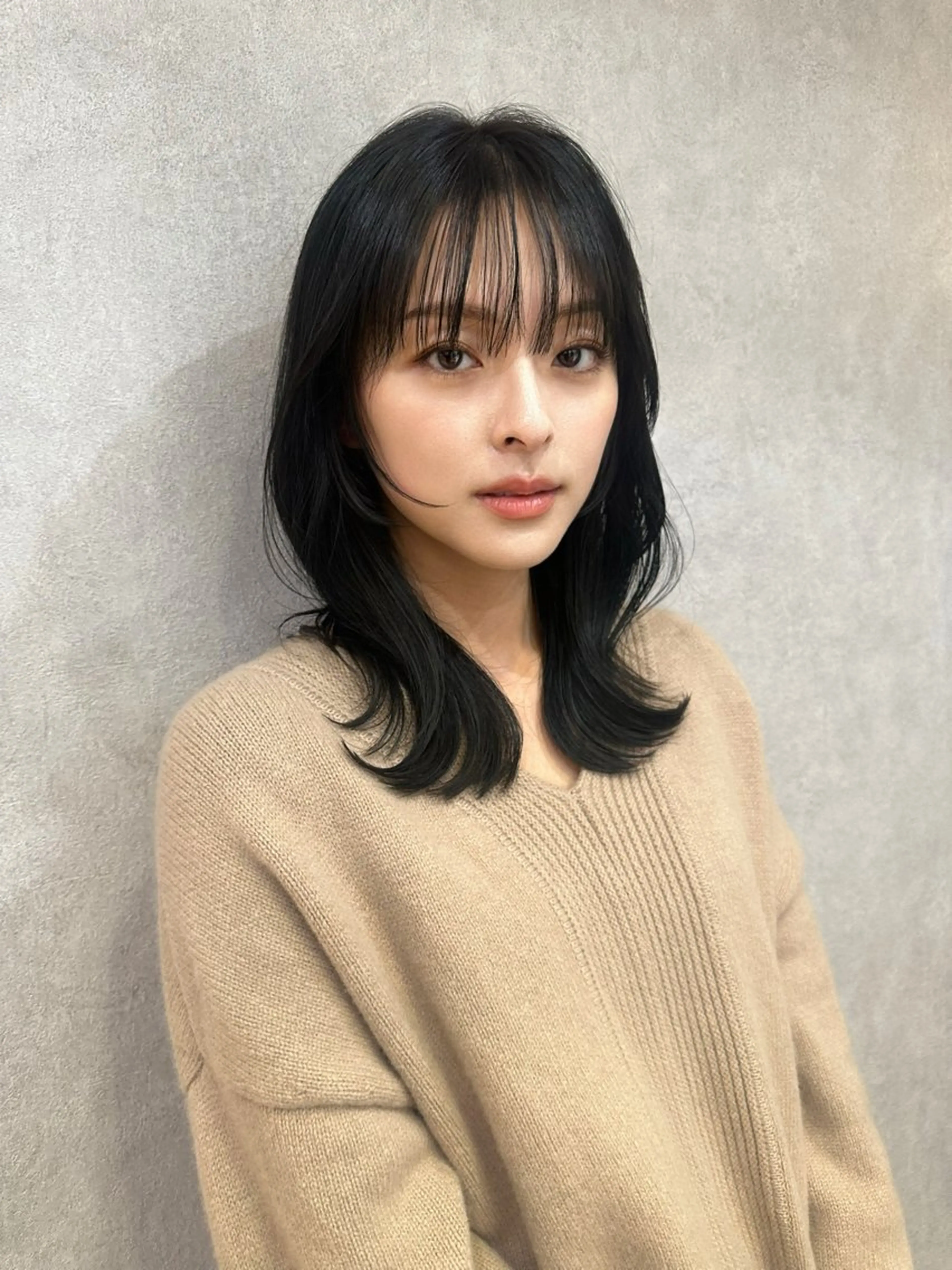 ミディアム くびれヘア 韓国風ヘア カット ヘアカラー トリートメント ヘアセット 銀座副店長/レイヤー /髪質改善/田島のヘアスタイル