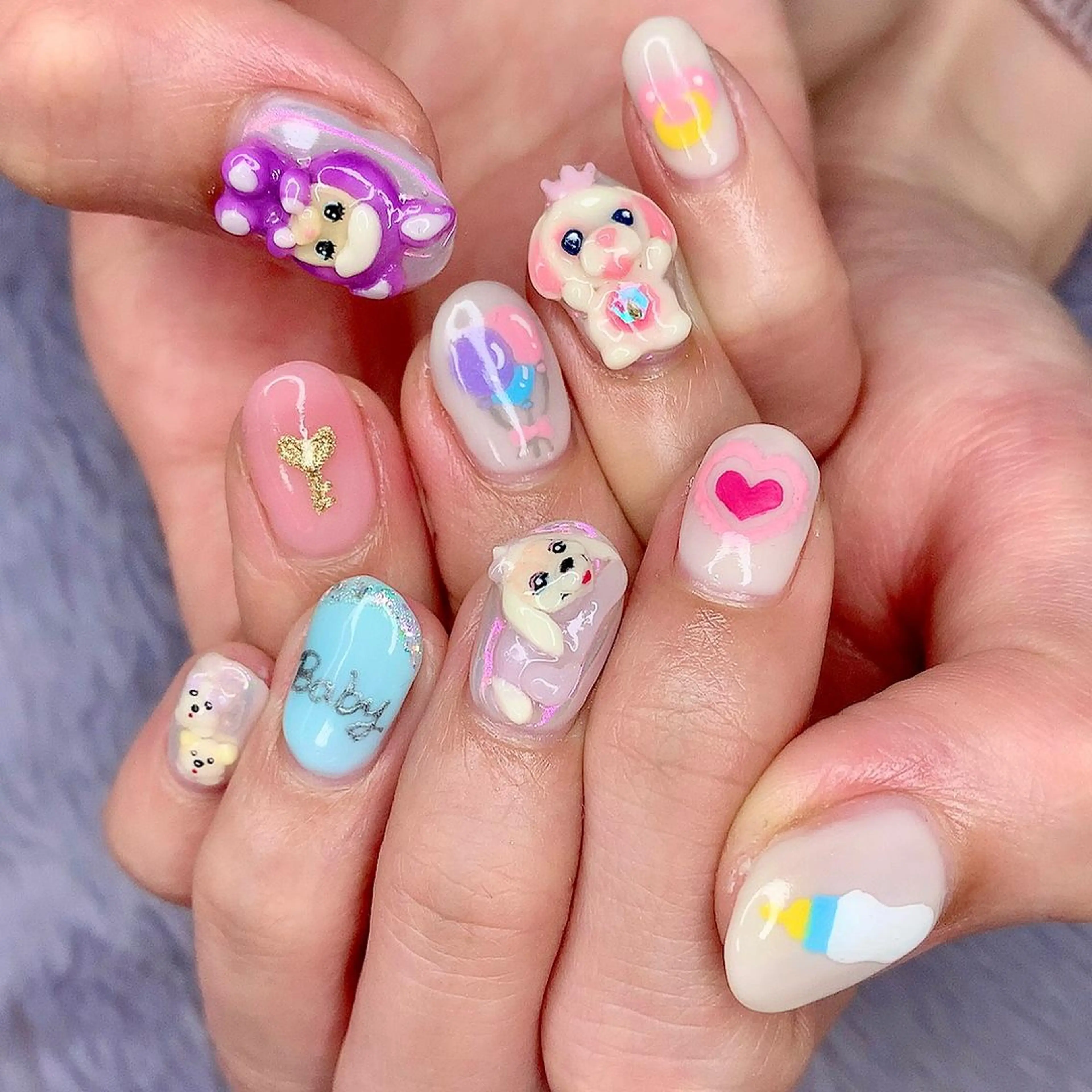 ネイル アートネイル オーロラネイル 氷ネイル・うるうるネイル キラキラネイル 韓国ネイル 3Dアートネイル💗 都築レナのネイルデザイン