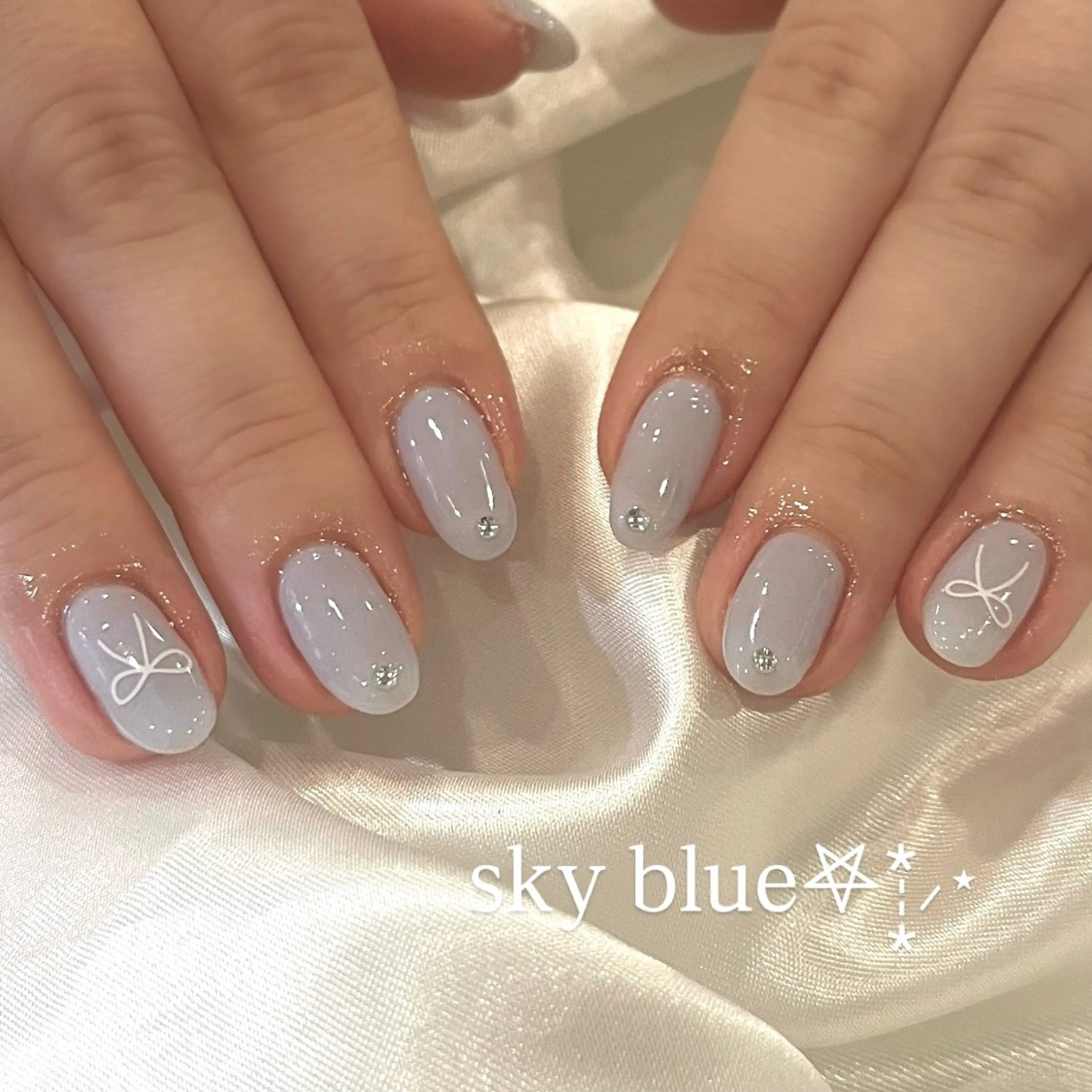 ネイル 水色 ハンドネイル ♡Tajima Yumeka♡のネイルデザイン