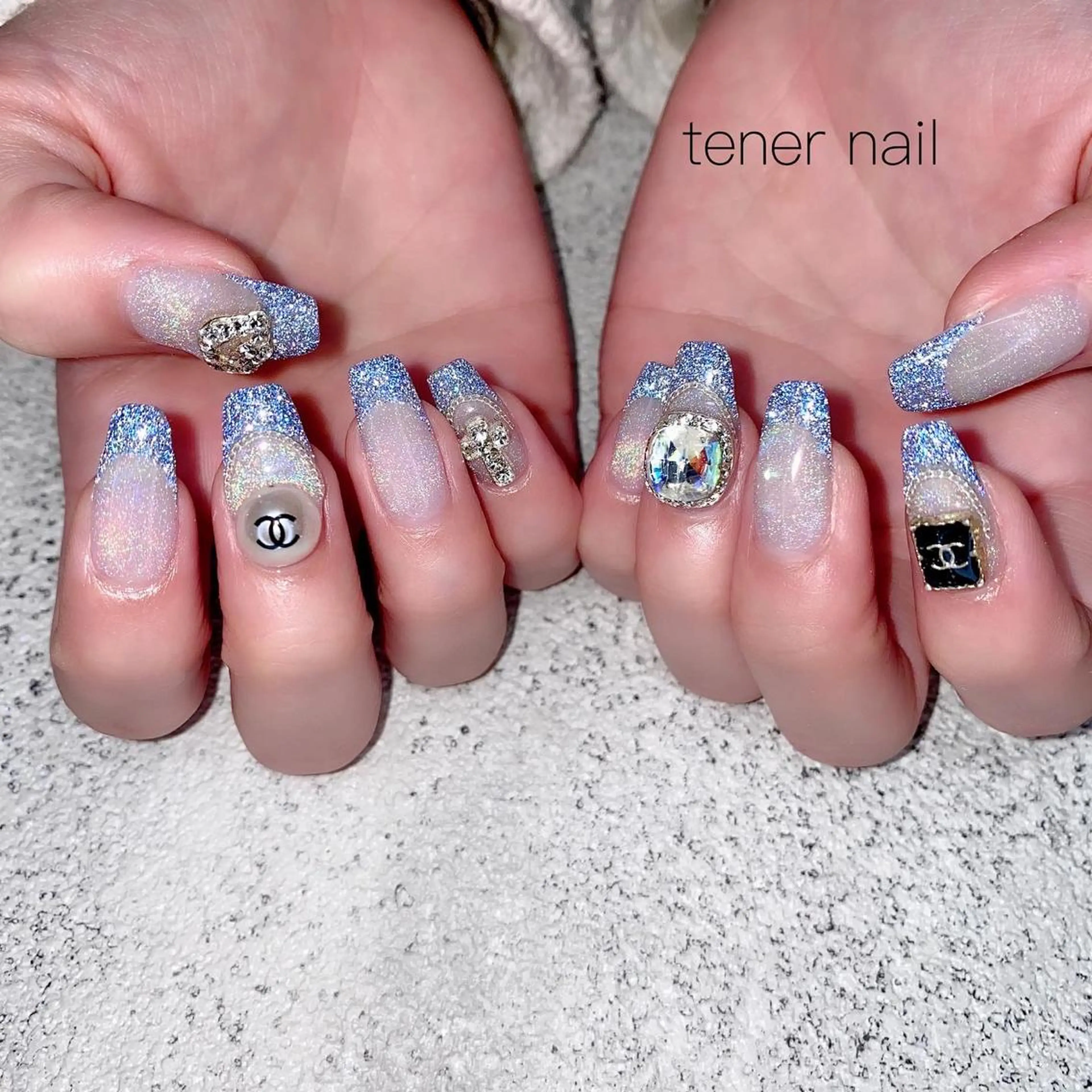 ネイル フラッシュネイル フレンチネイル ラメ(グリッター) テネルネイル tener nailのネイルデザイン