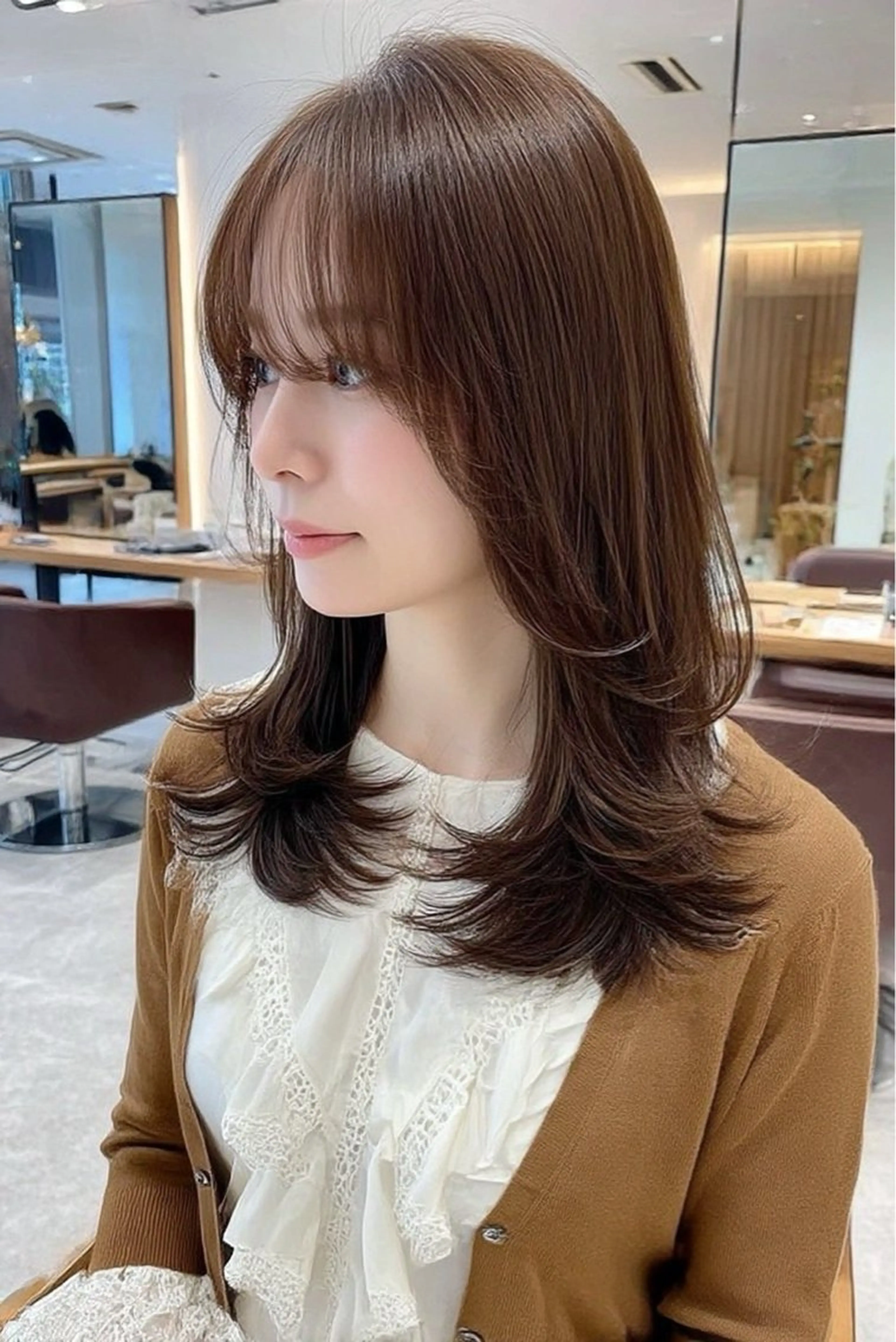 セミロング カラー レイヤーカット カット ヘアカラー edA. 鎌倉のヘアスタイル