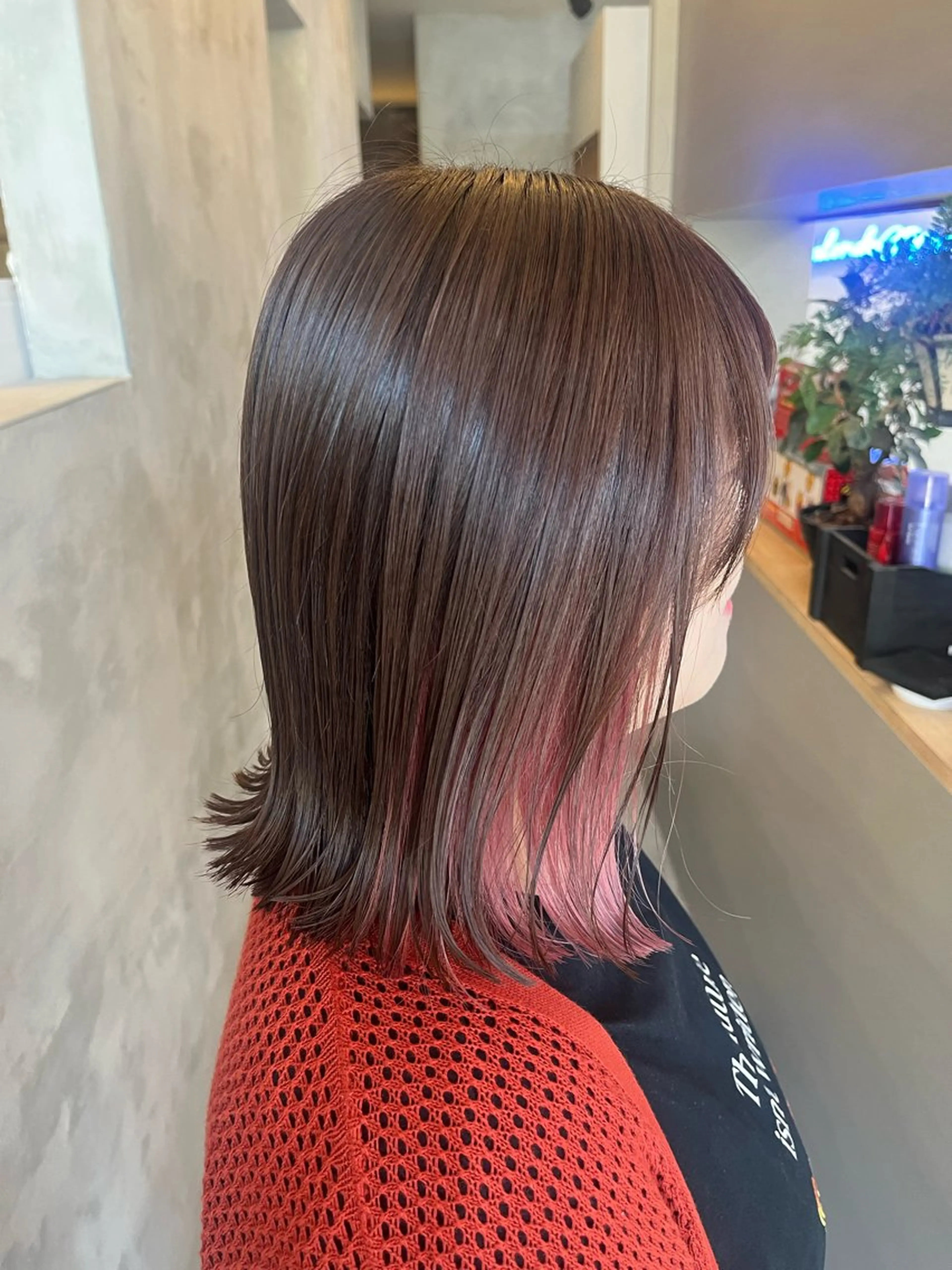 ミディアム カラー イヤリングカラー ピンクカラー Yuka /ツヤカラー✨のヘアスタイル