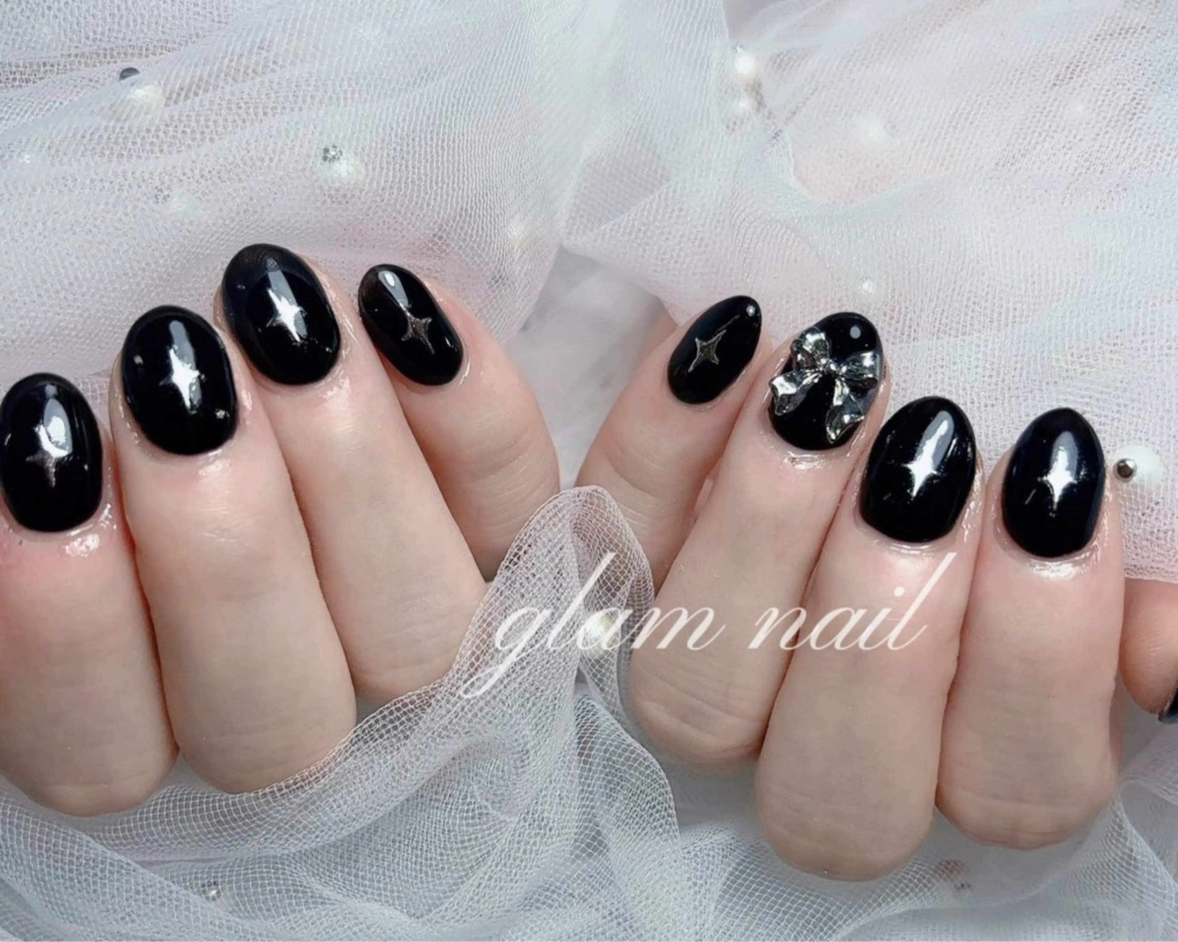 ネイル ハンドネイル エツメ💅 長さだし🎀デザインのネイルデザイン