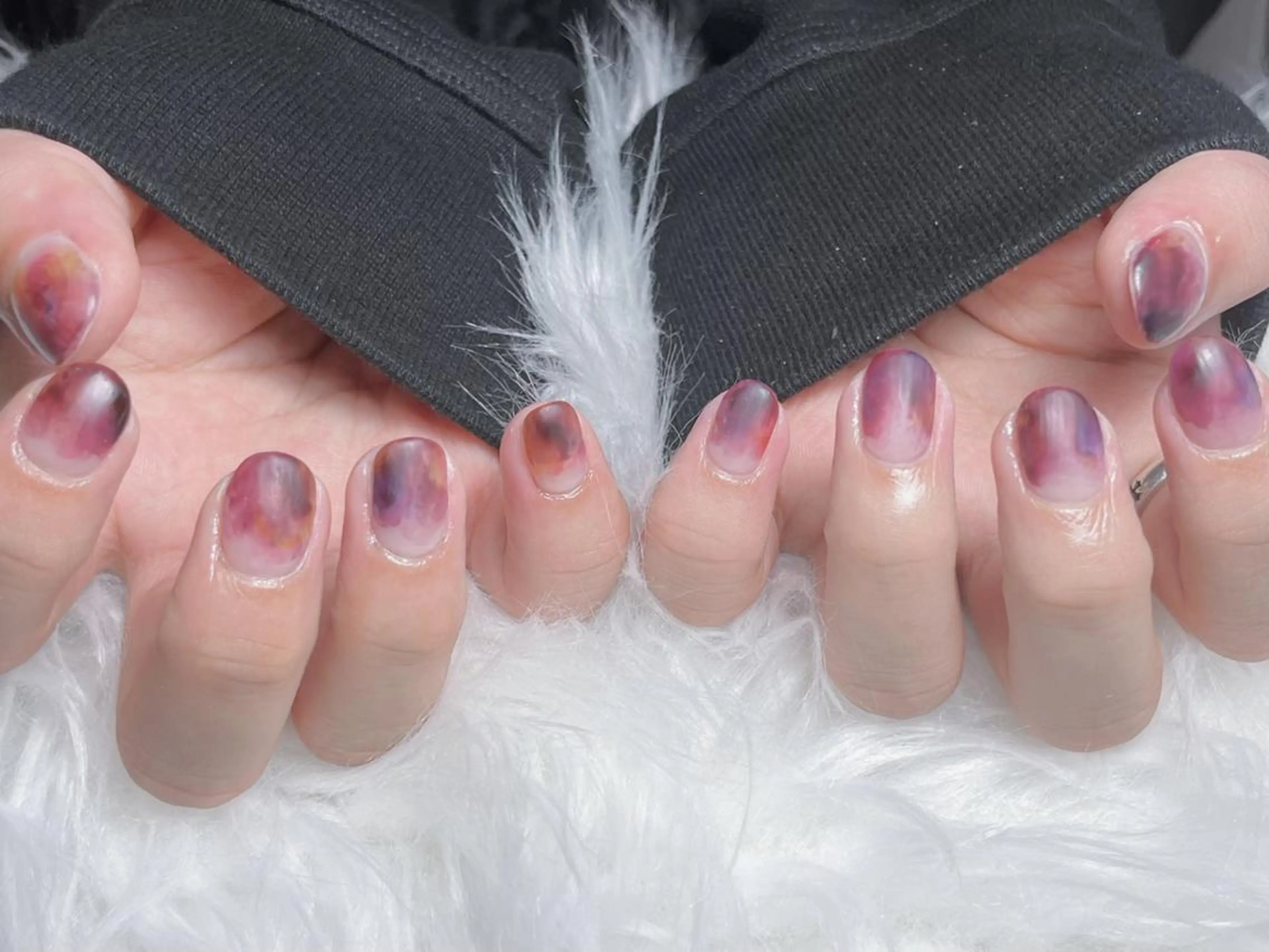 ネイル ボルドー チークネイル 長さ出し フレンチネイル ジェルネイル ハンドネイル YUNA Belle Nail 池袋のネイルデザイン