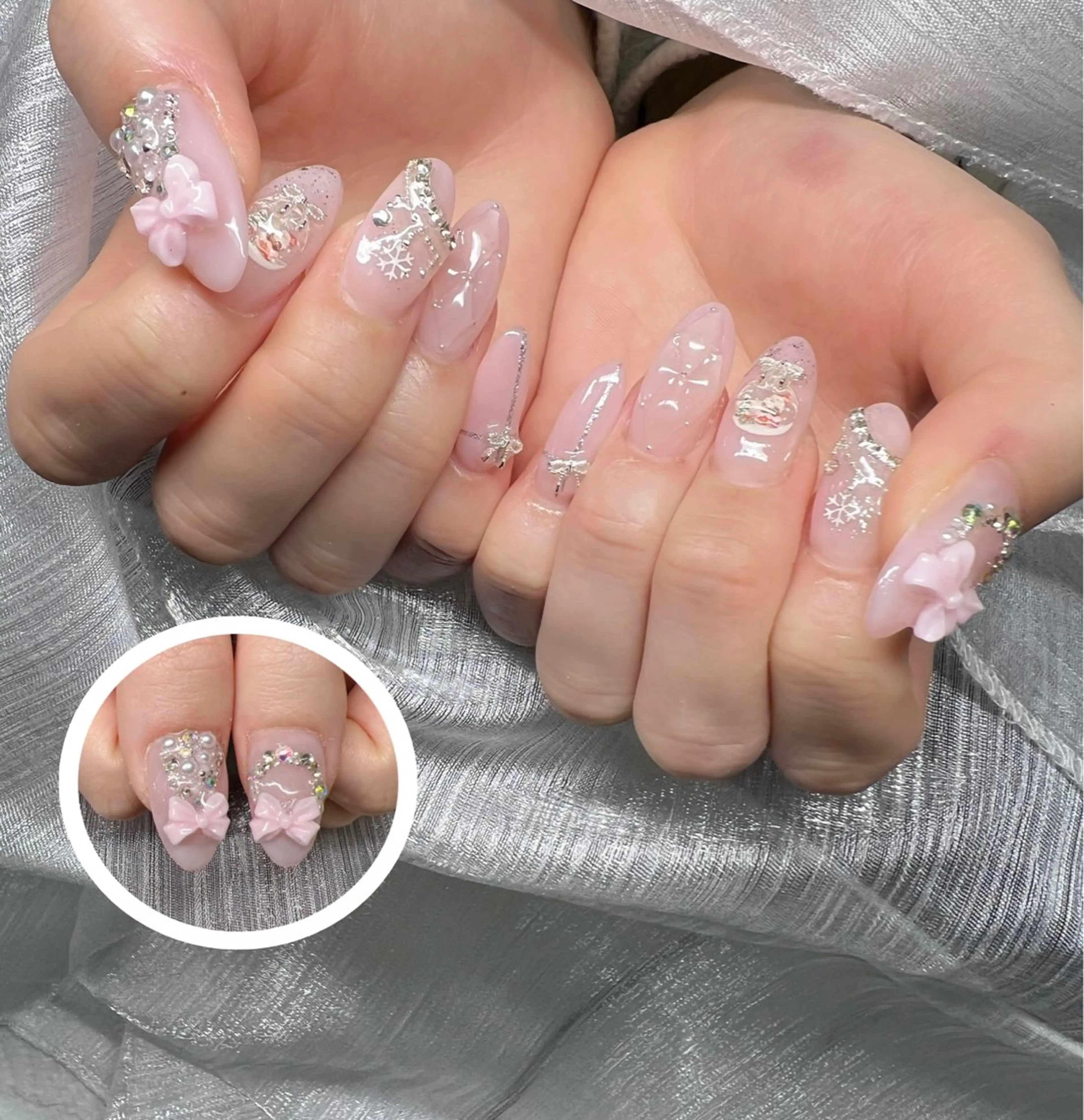 ネイル オーロラネイル チークネイル 長さ出し フットネイル フレンチネイル ハンドネイル Lee Nailsのネイルデザイン