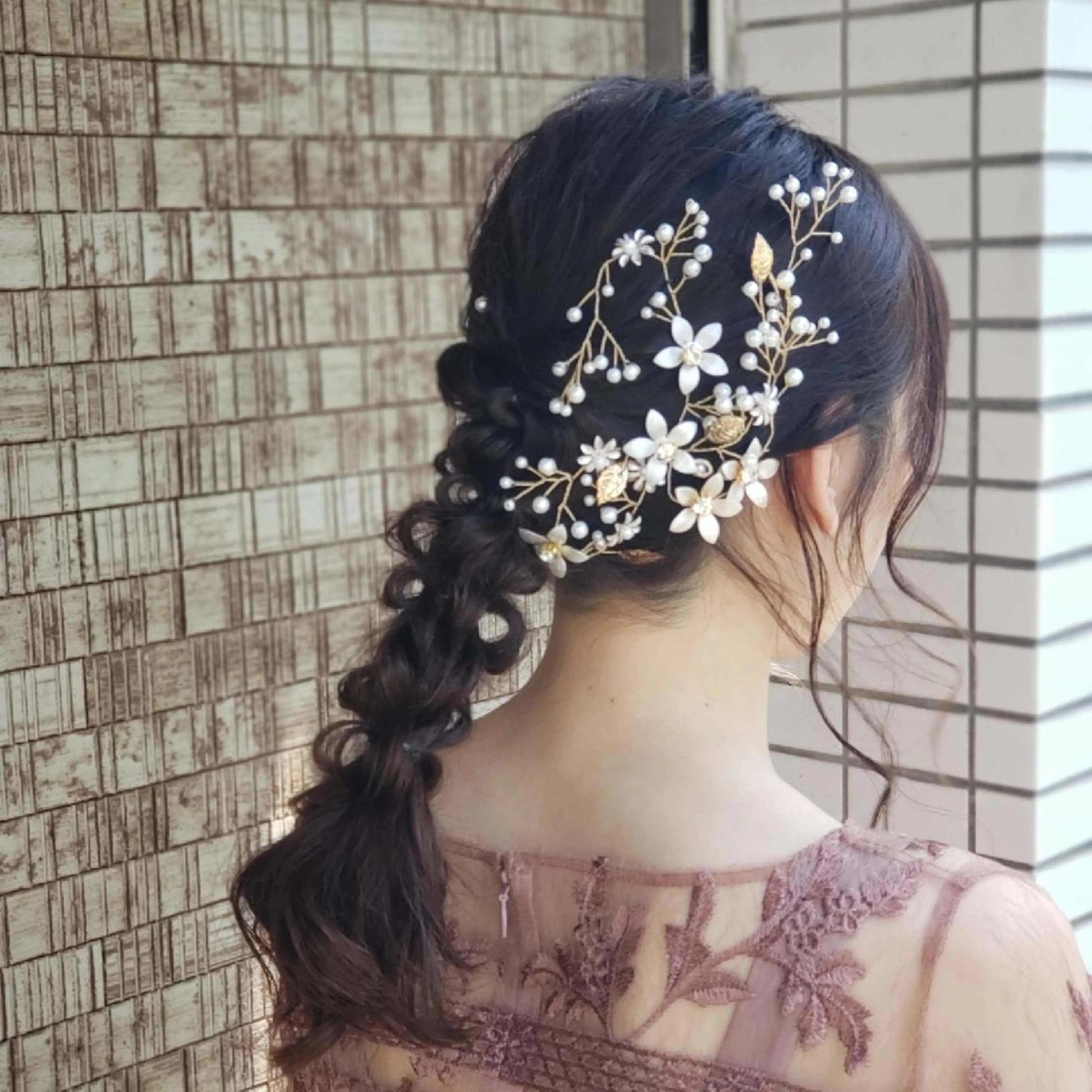 ヘアアレンジ セミロング 結婚式・ブライダル 槌本 健成のヘアスタイル