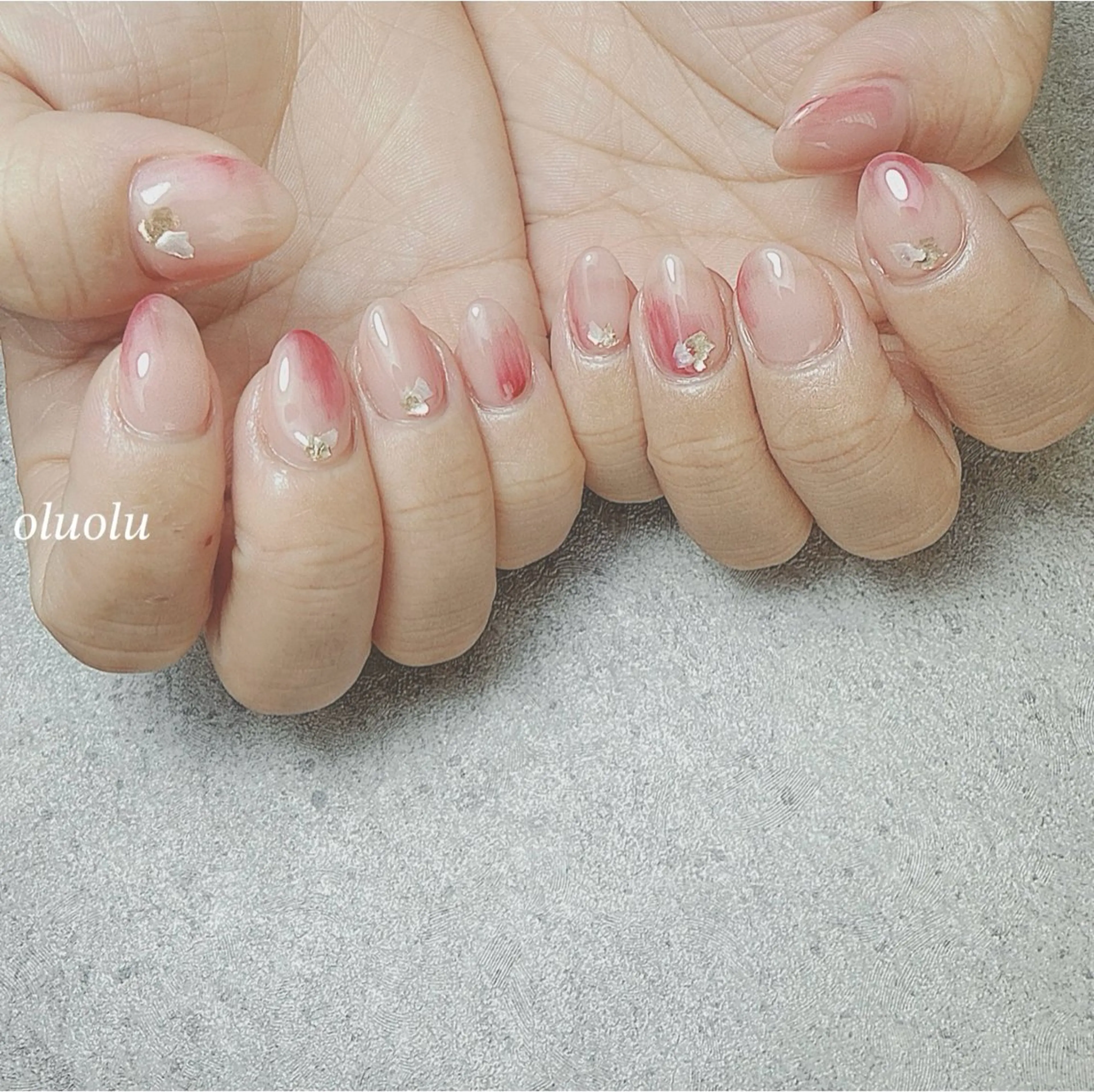 ネイル ニュアンスネイル ピンク ハンドネイル 大村 紬華のネイルデザイン