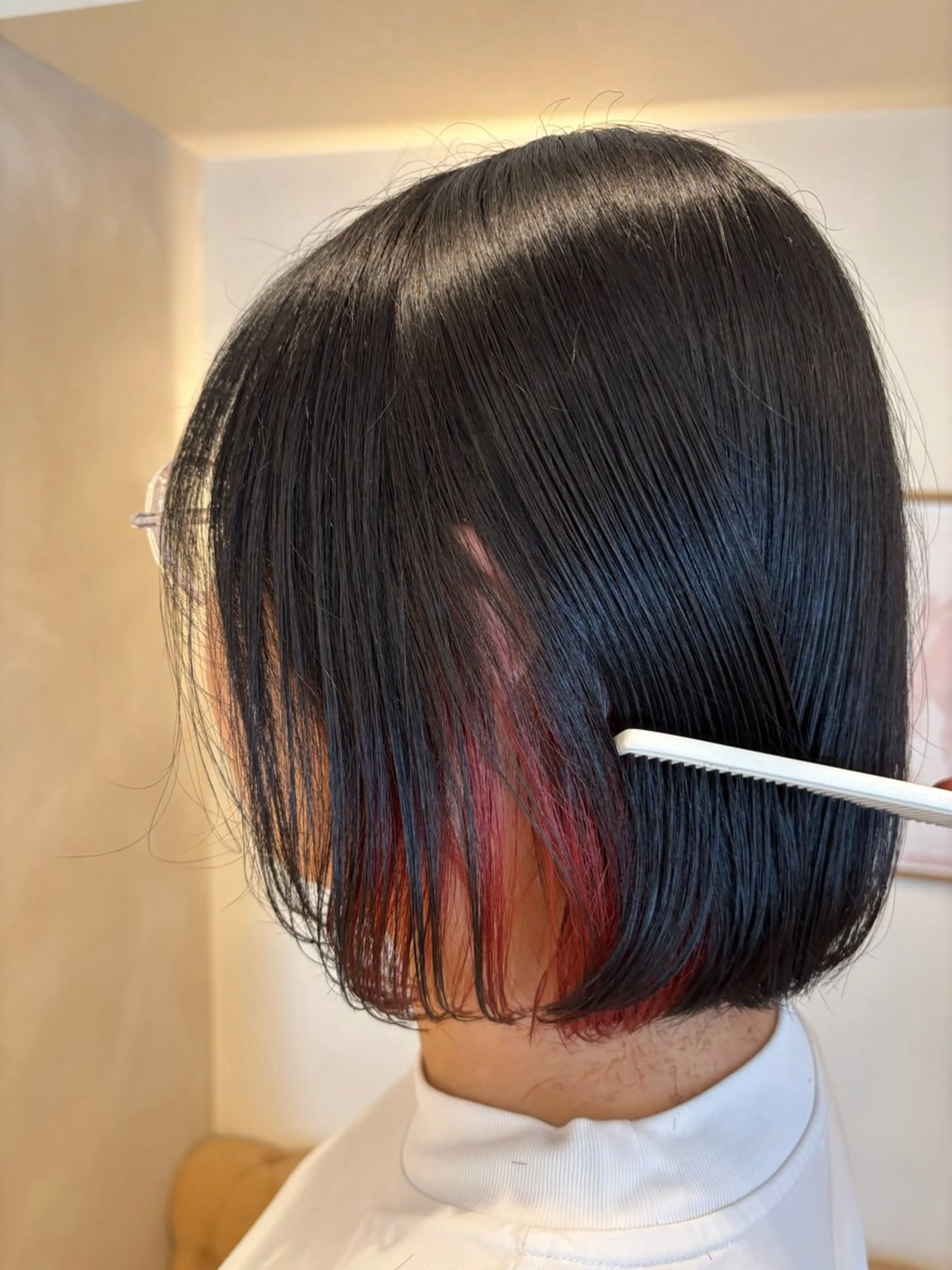 ミディアム カラー インナーカラー ボブ カット ヘアカラー シンバヒナノ/パーマ レイヤー/髪質改善のヘアスタイル