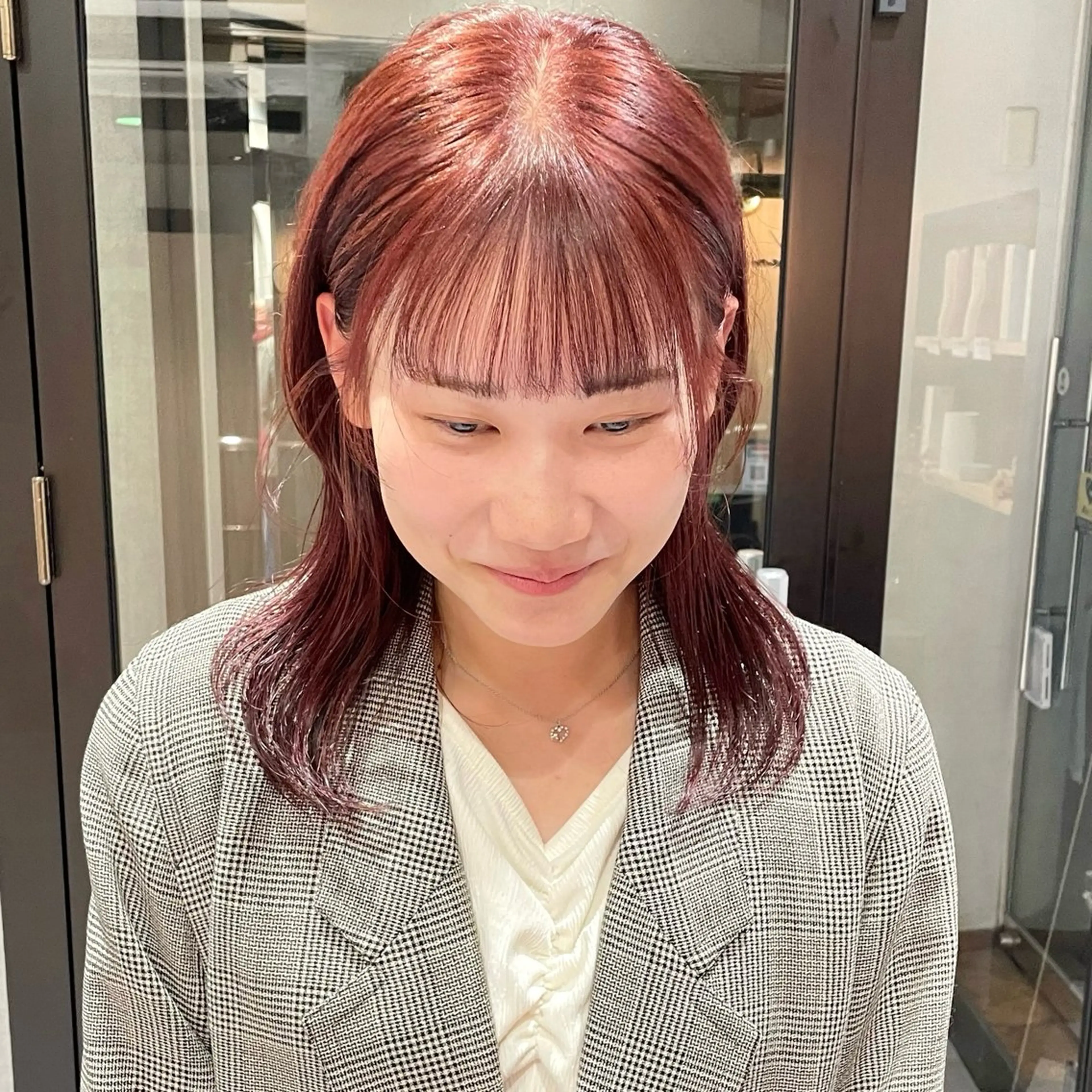 ミディアム カラー オレンジ オレンジピンク ピンクカラー カット ヘアカラー トリートメント 🍊暖色×顔周り 🍊cocoroのヘアスタイル